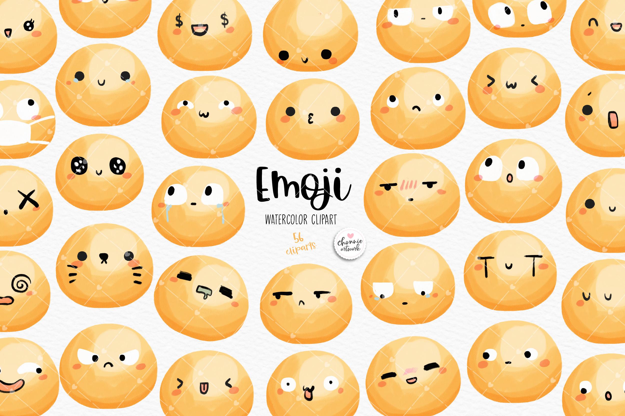 Watercolor Emoji Face Clipart, Emoticon