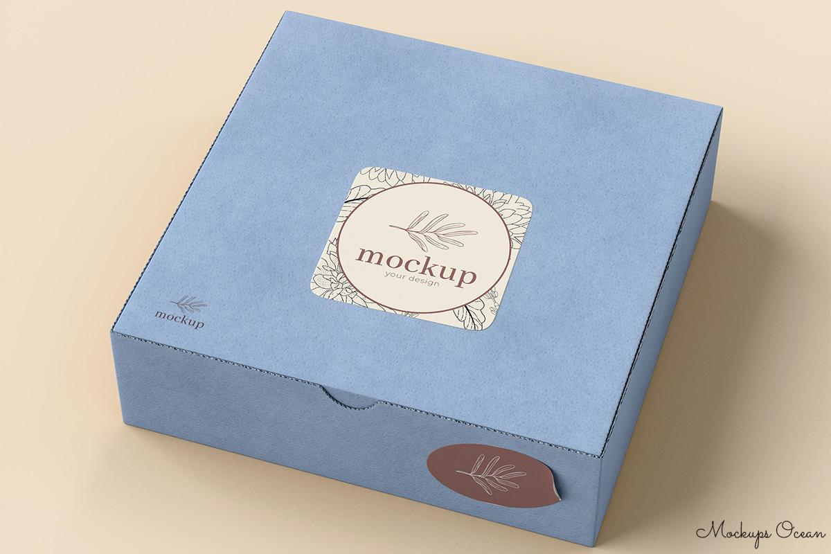 Cardboard Box with Sticker Mockup