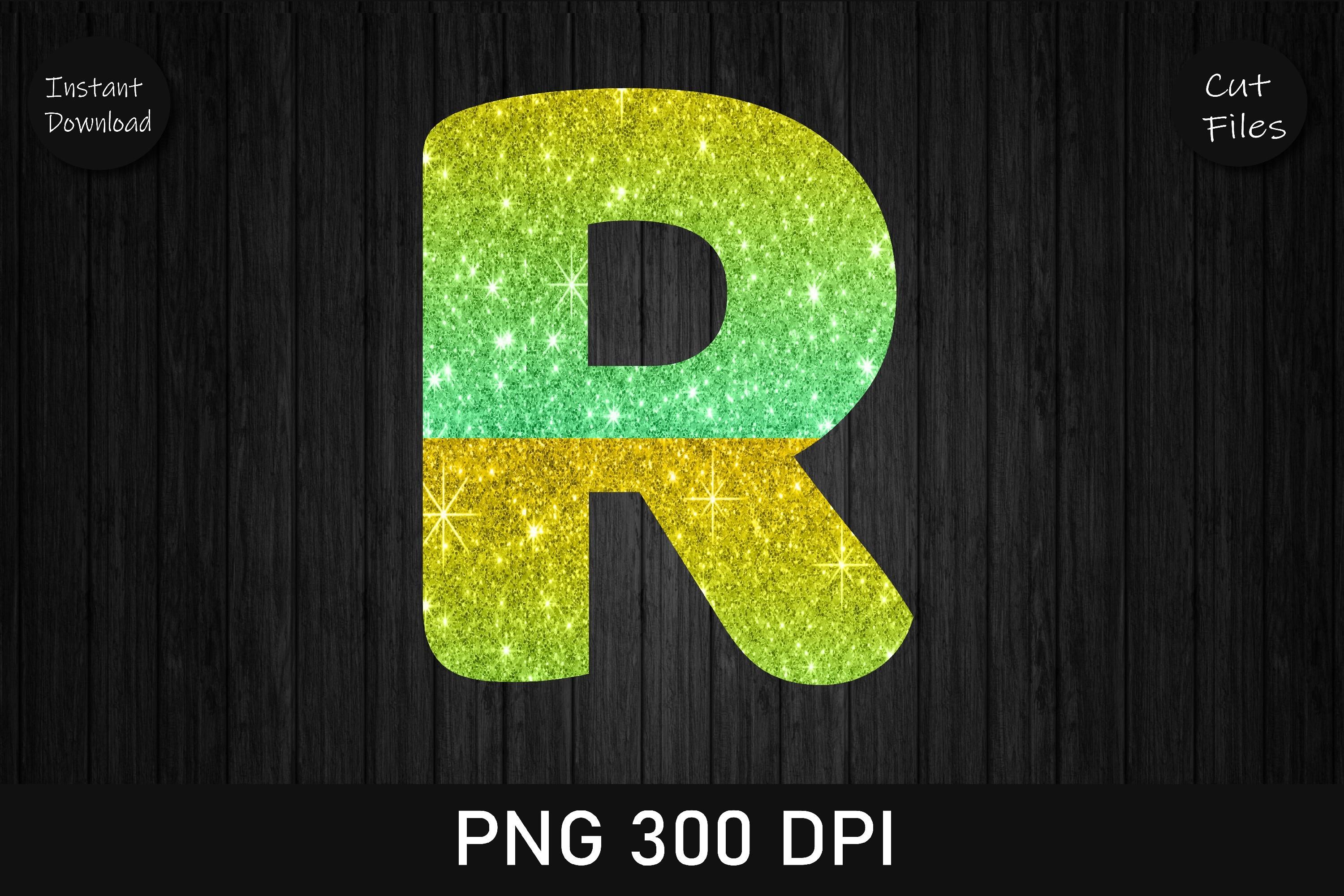Gold and Green Glitter Leopard Letter R