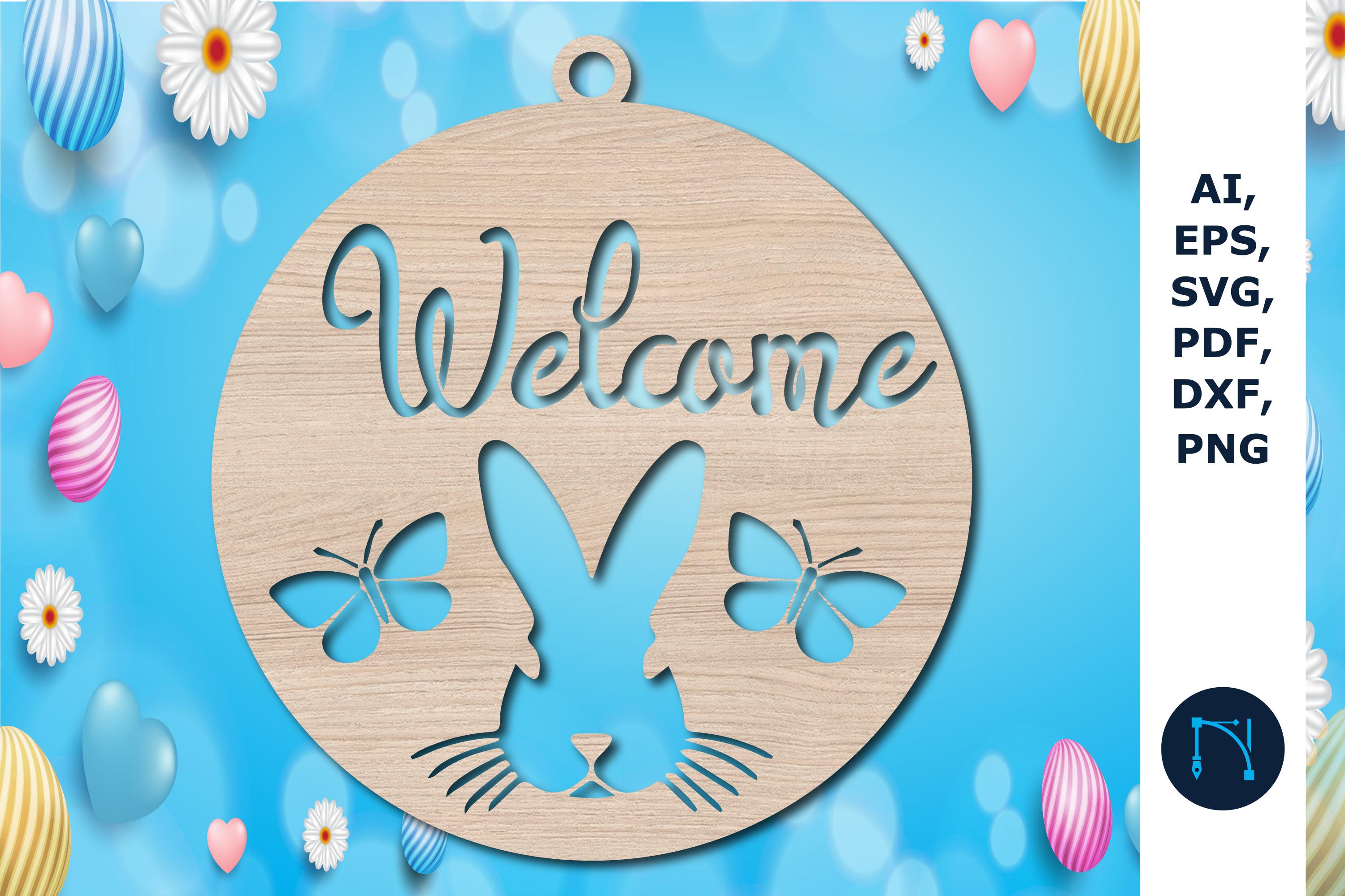 Happy Easter Round Sign Laser-cut Svg