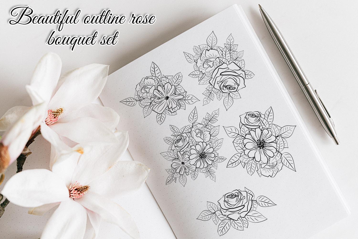 Beautiful Outline Rose Bouquet Set