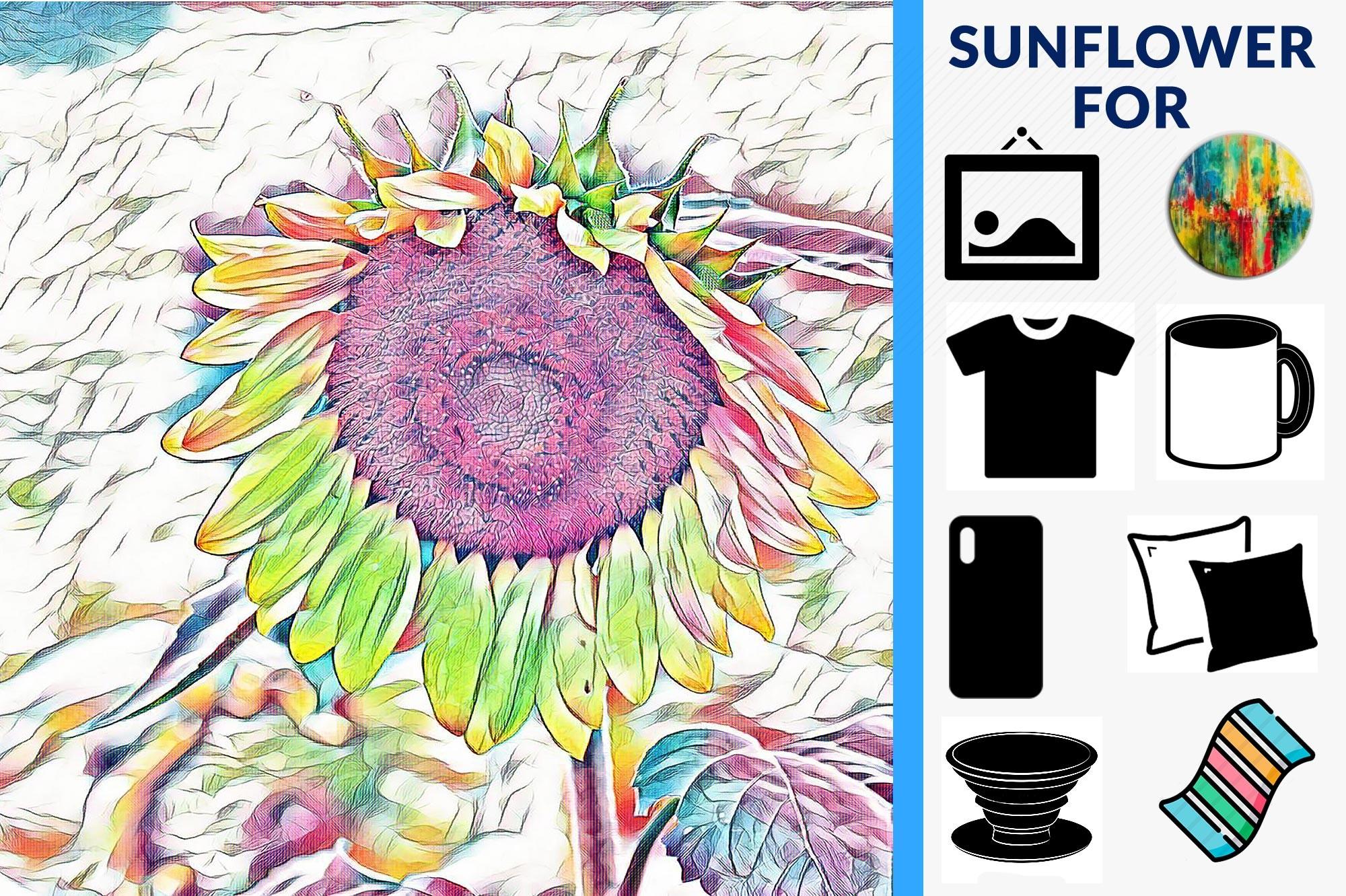 Colorful Sunflower Sublimation Design