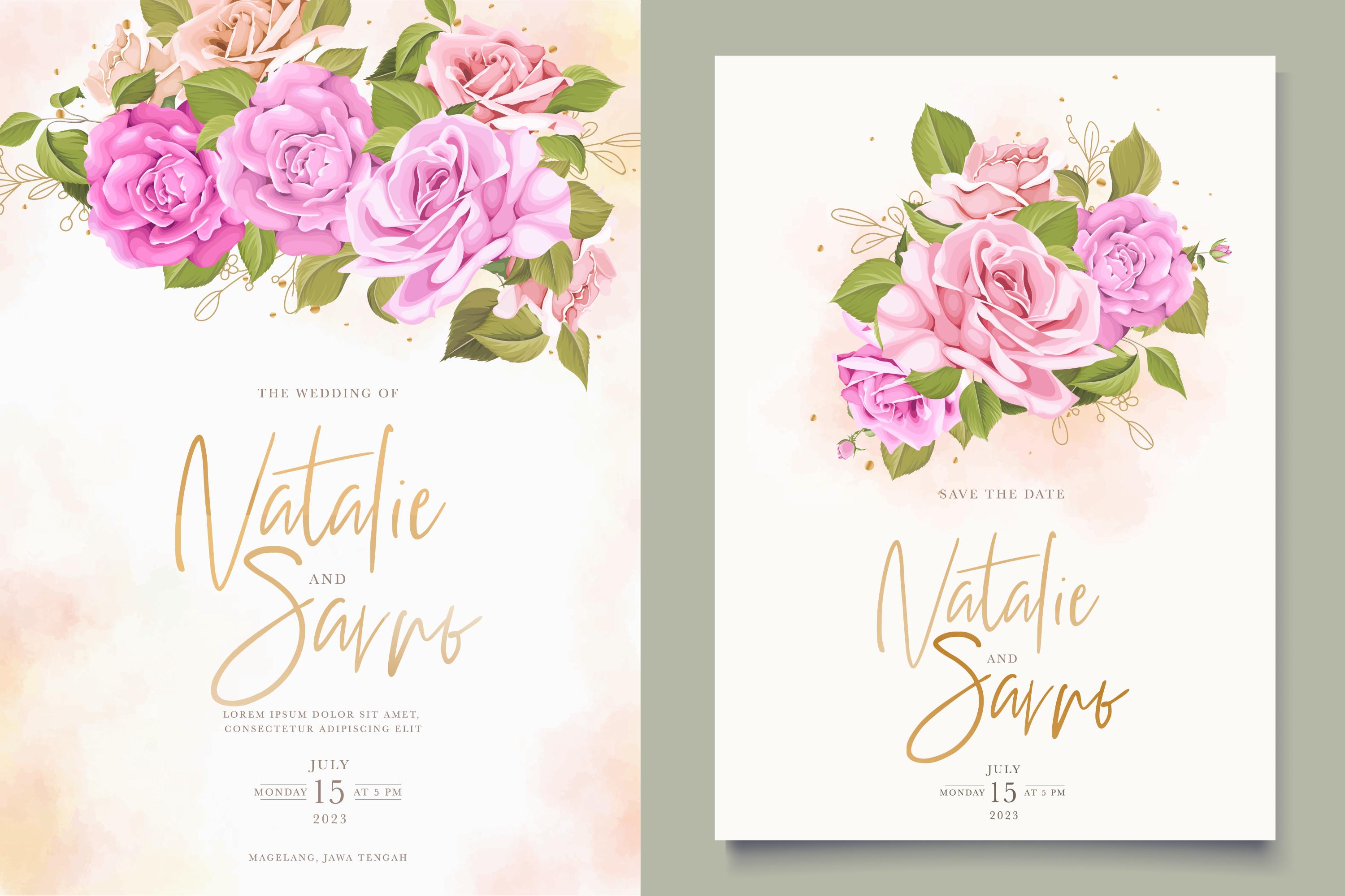 ELEGANT Roses Wedding Card Set