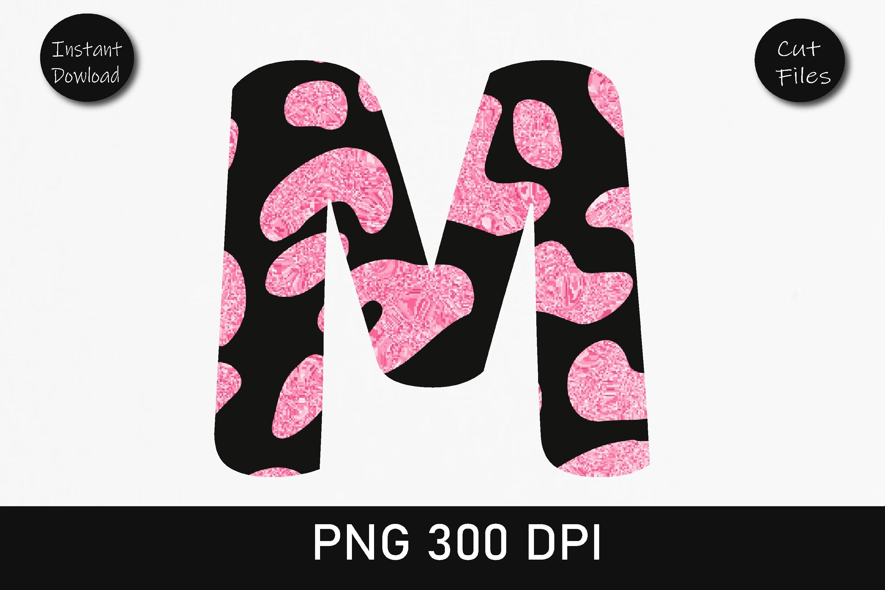 Pink Glitter Leopard Alphabet M