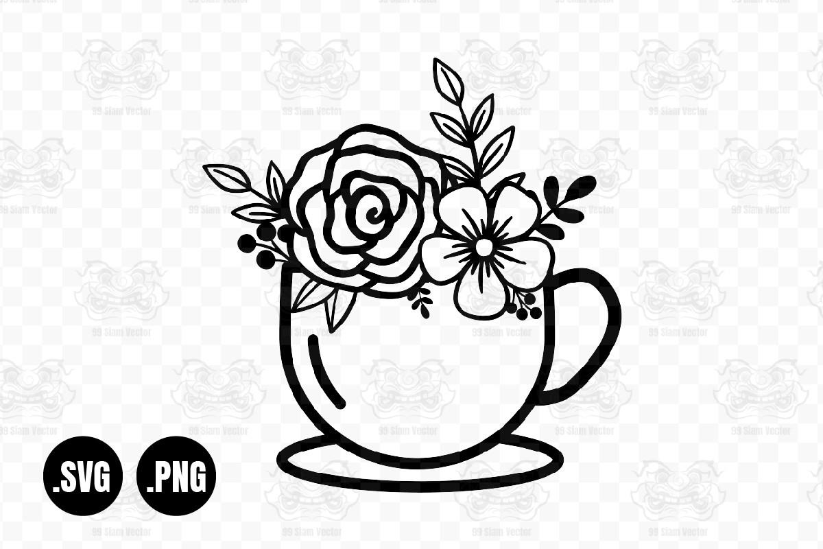 Flower Mug SVG, Cup with Flowers