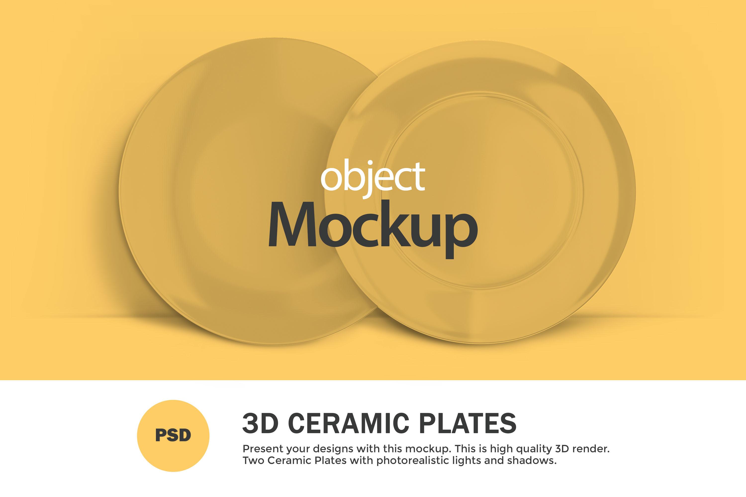 3D Ceramic Plates -PSD Mockup