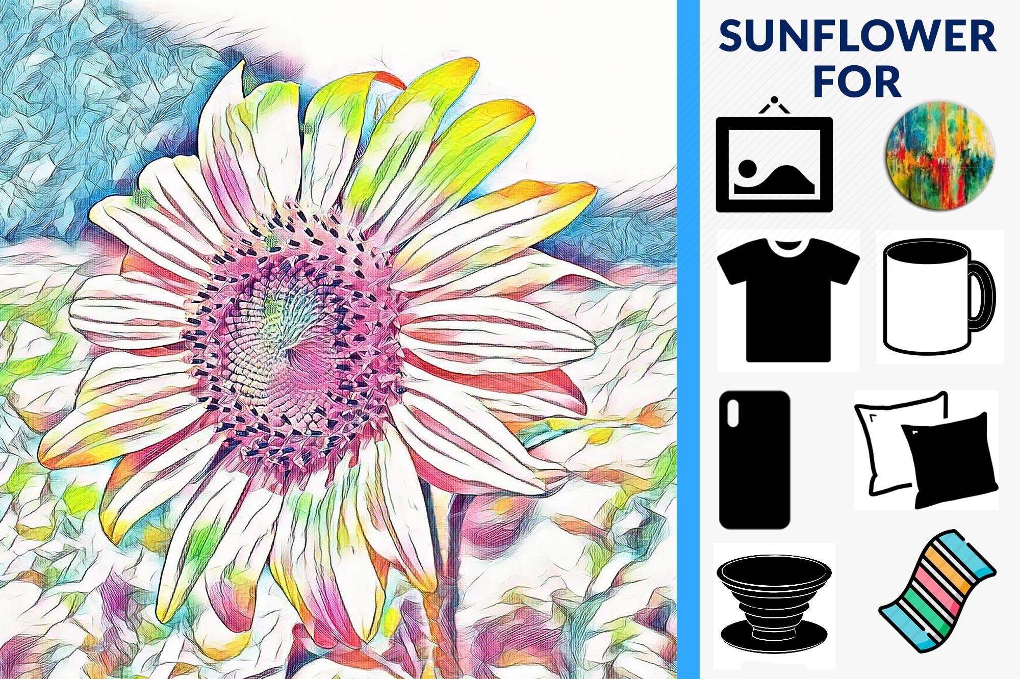 Colorful Sunflower Sublimation Design