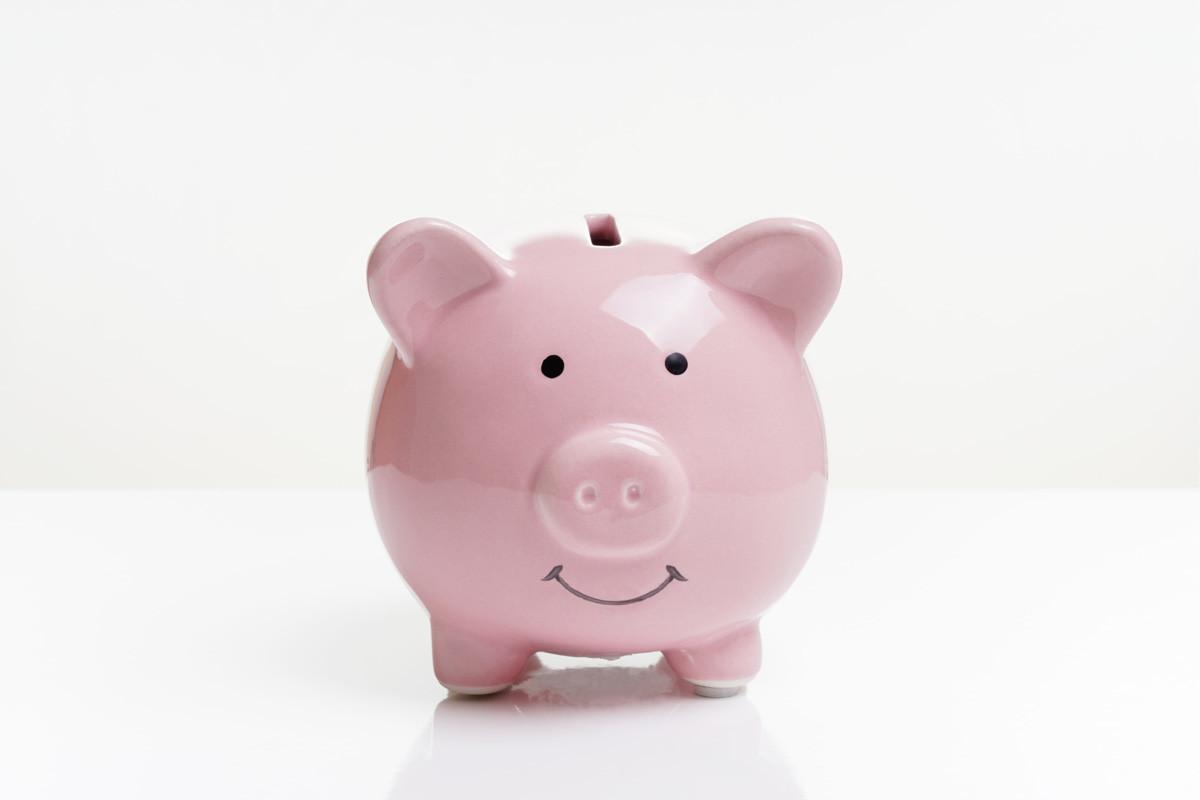Overhead View of Piggy or Coin Bank or Piggybank or Money Box