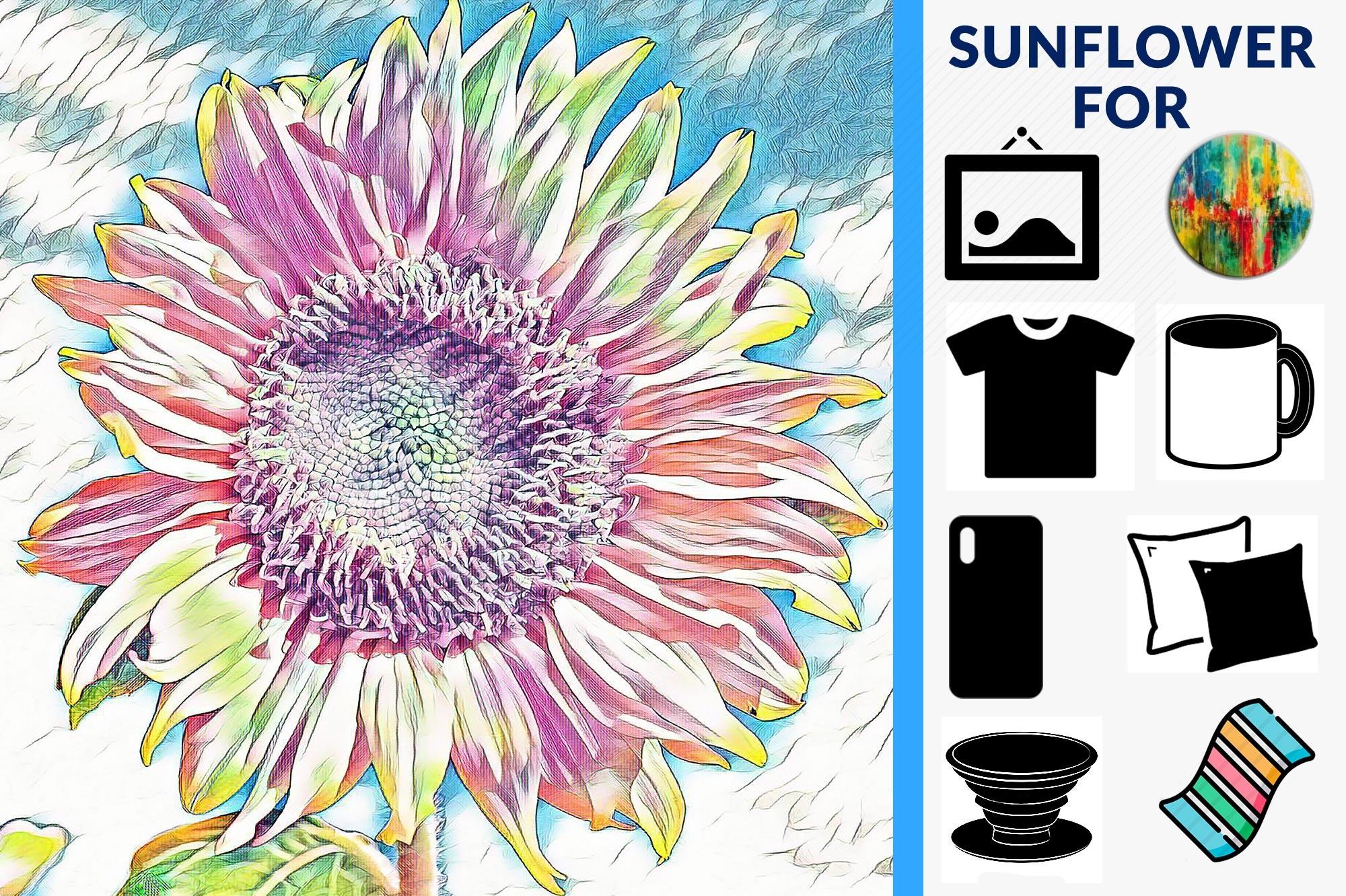 Colorful Sunflower Sublimation Design