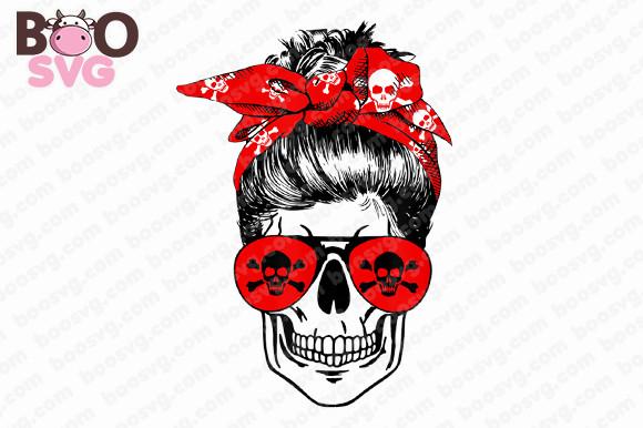 Valentine Day Skull Messy Bun