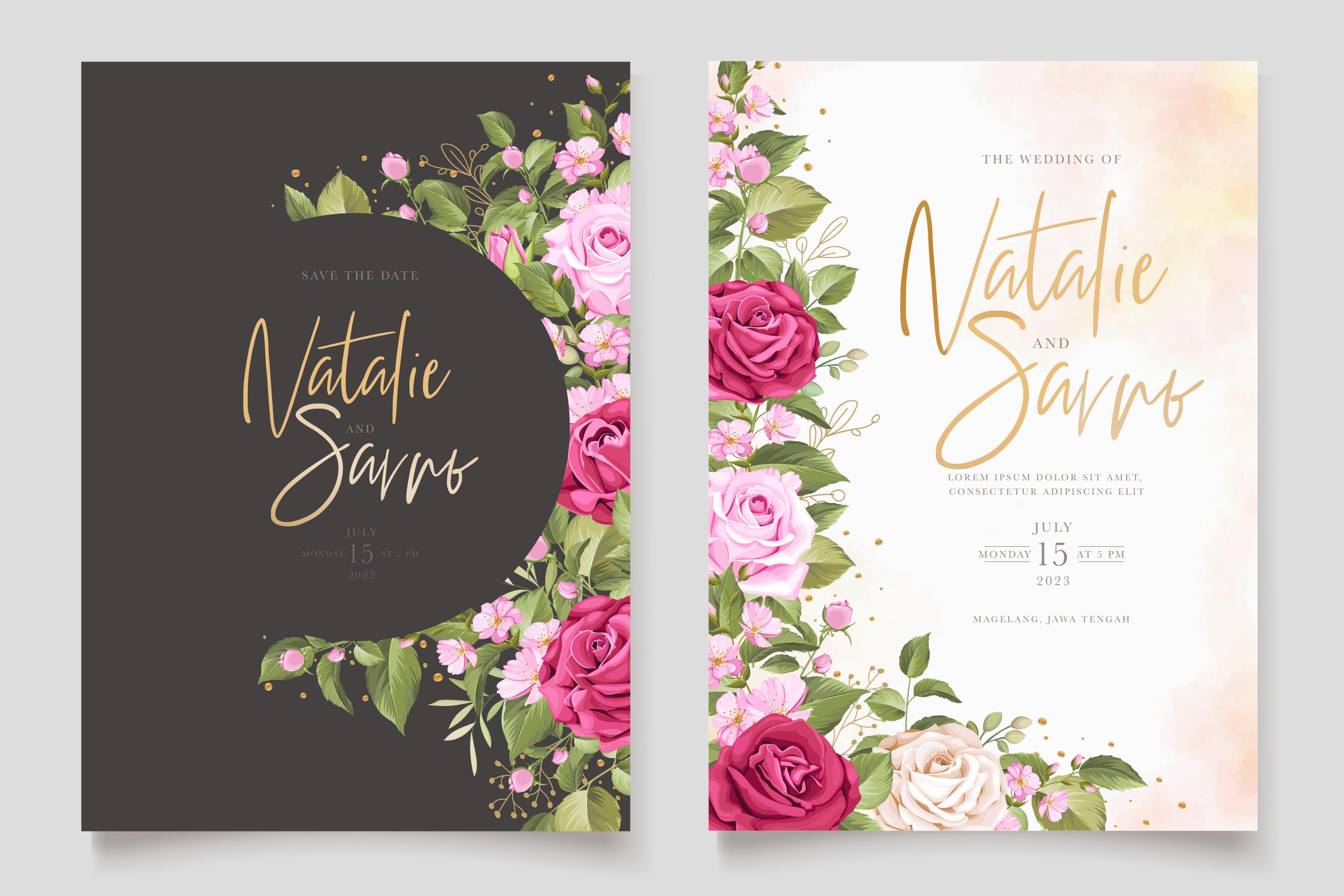 ELEGANT Roses Wedding Card Set
