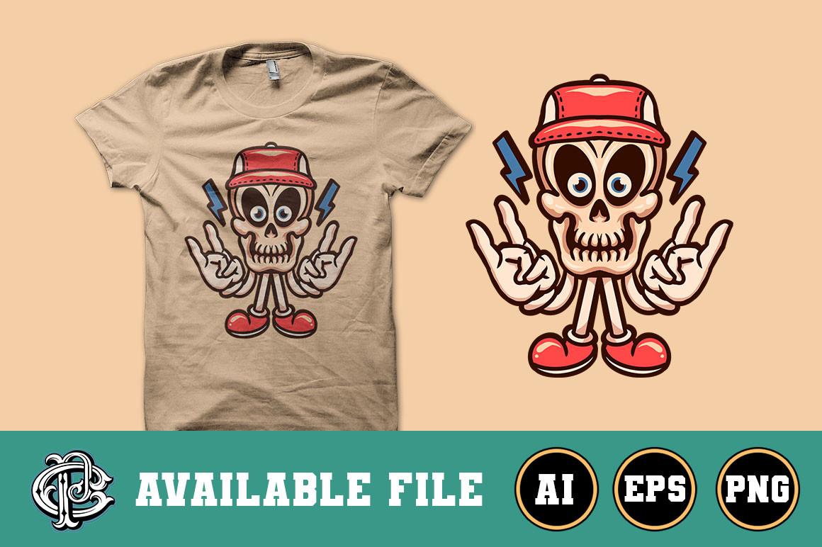 Funky Skull Cartoon T-shirt Design