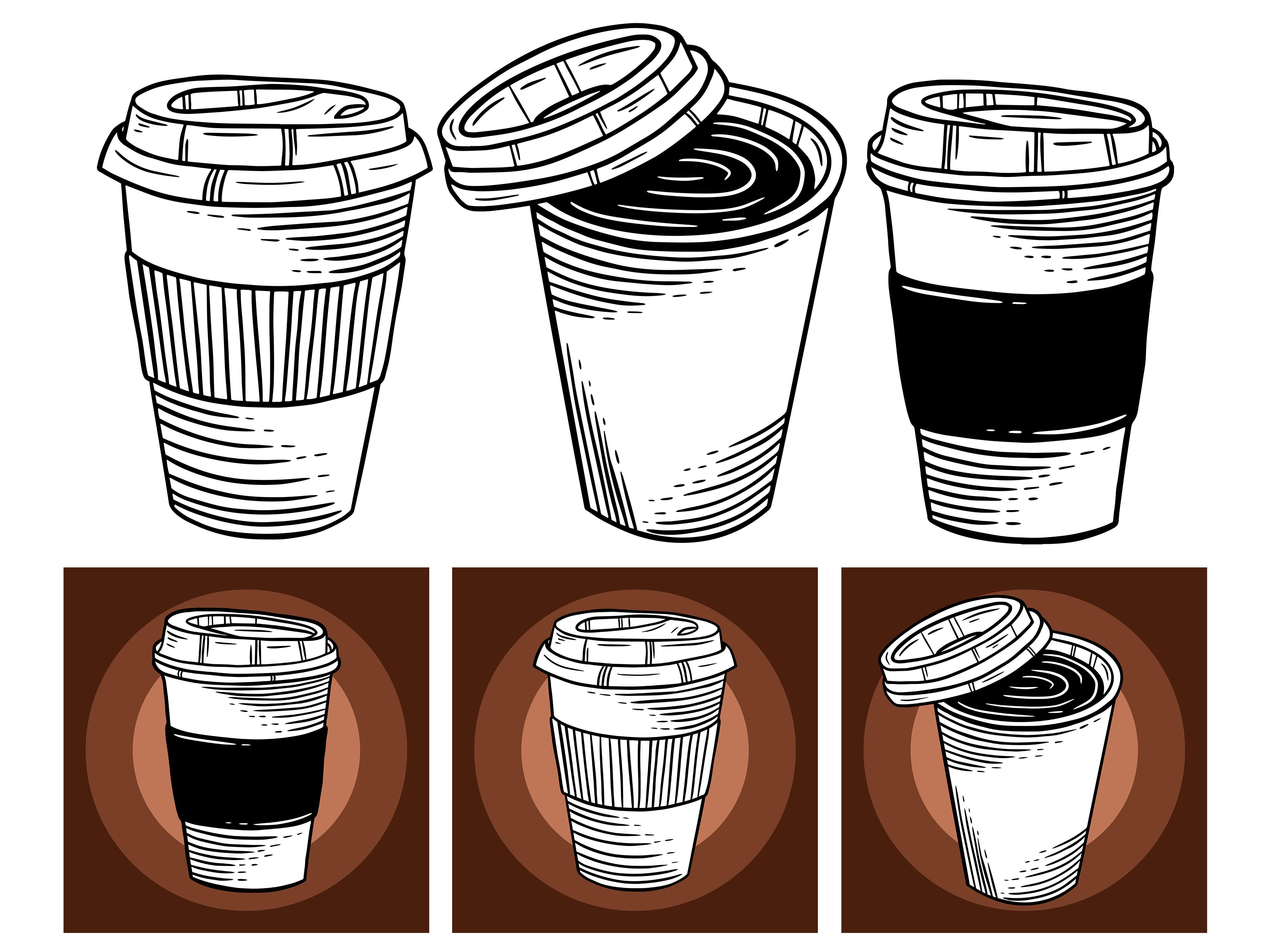 Set Line Art Drink Coffee Cup