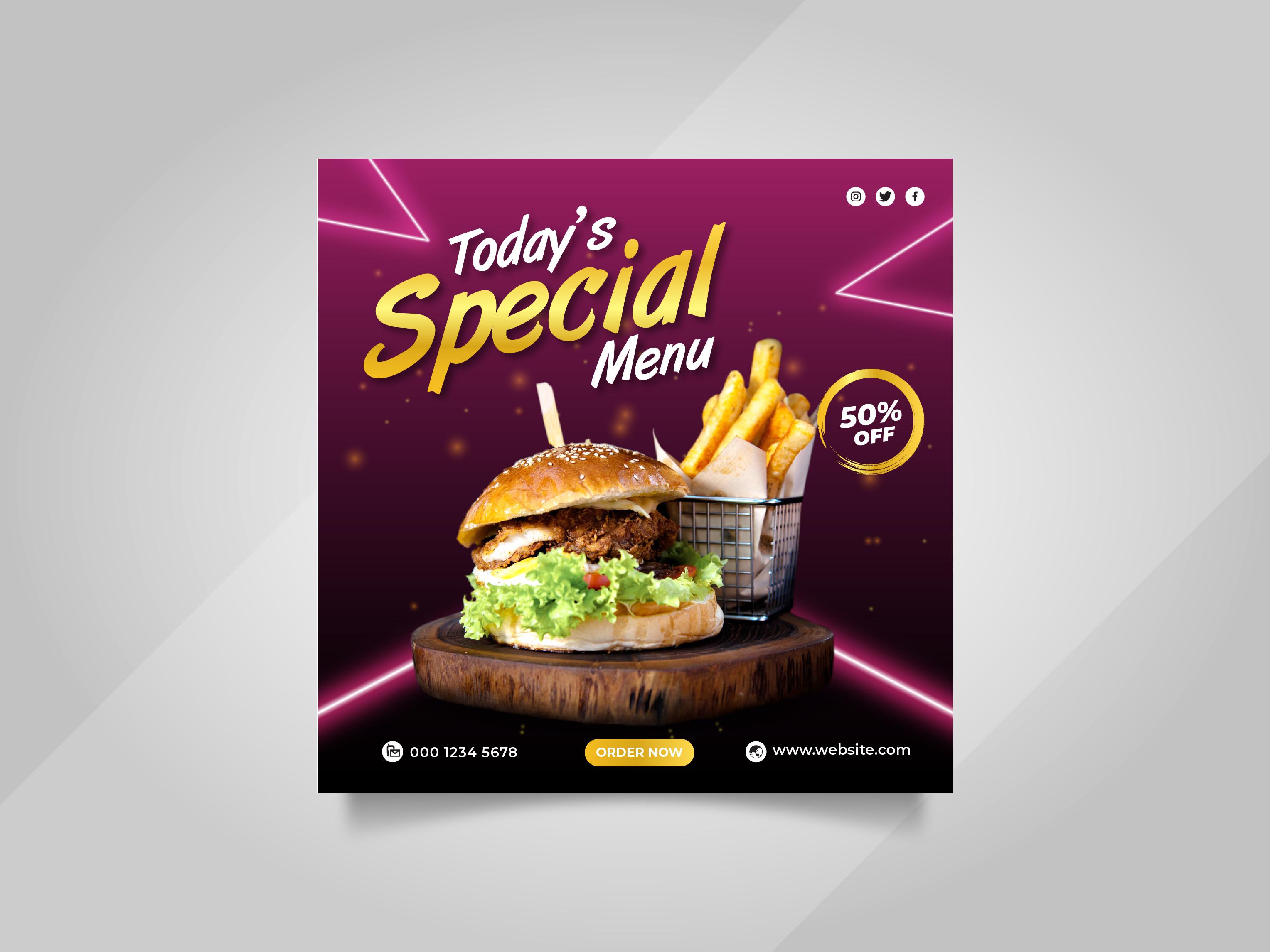Food Burger Social Media Instagram Post