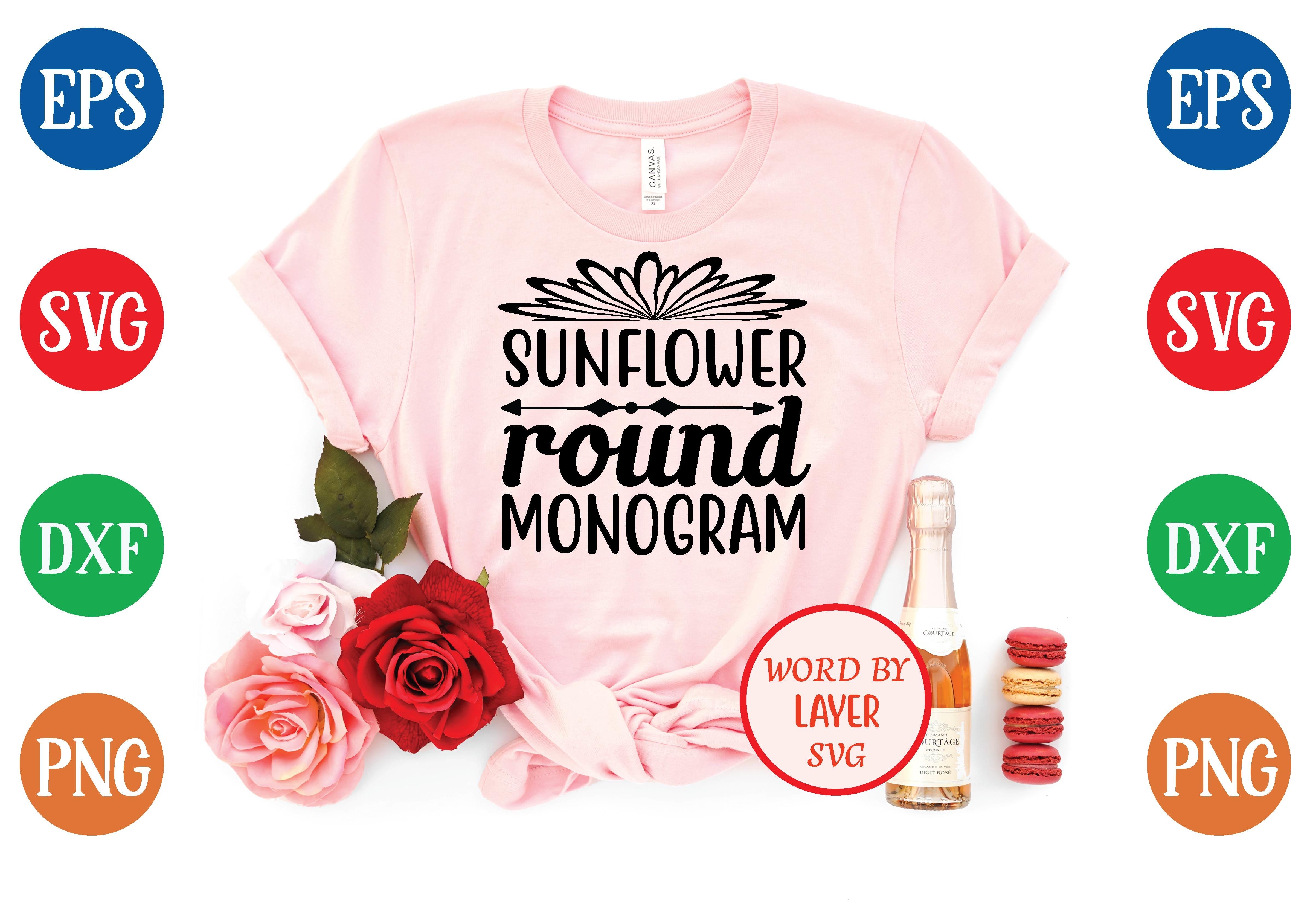 Sunflower Round Monogram Svg Design