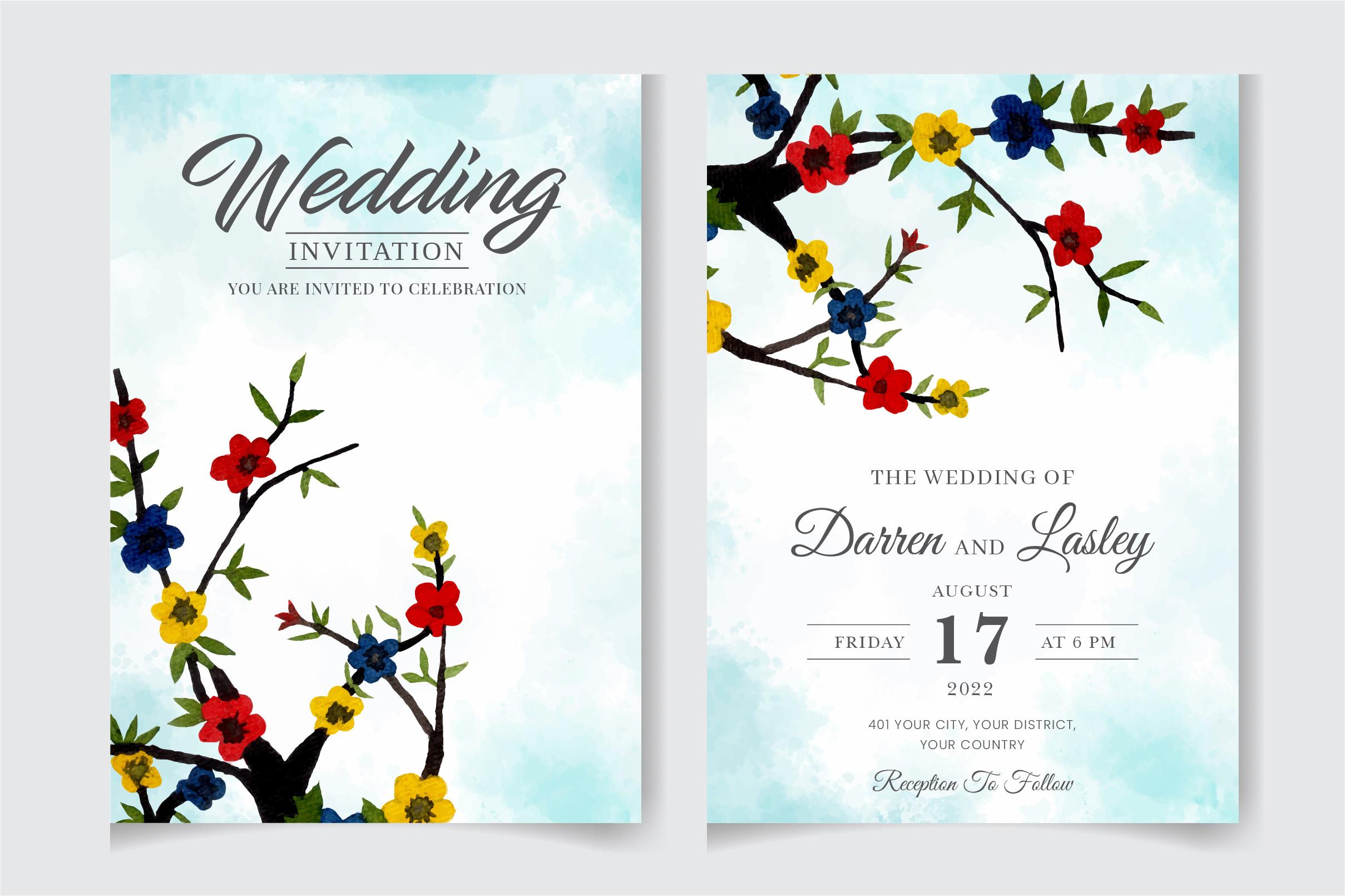 Watercolor Invitation Card Template 11