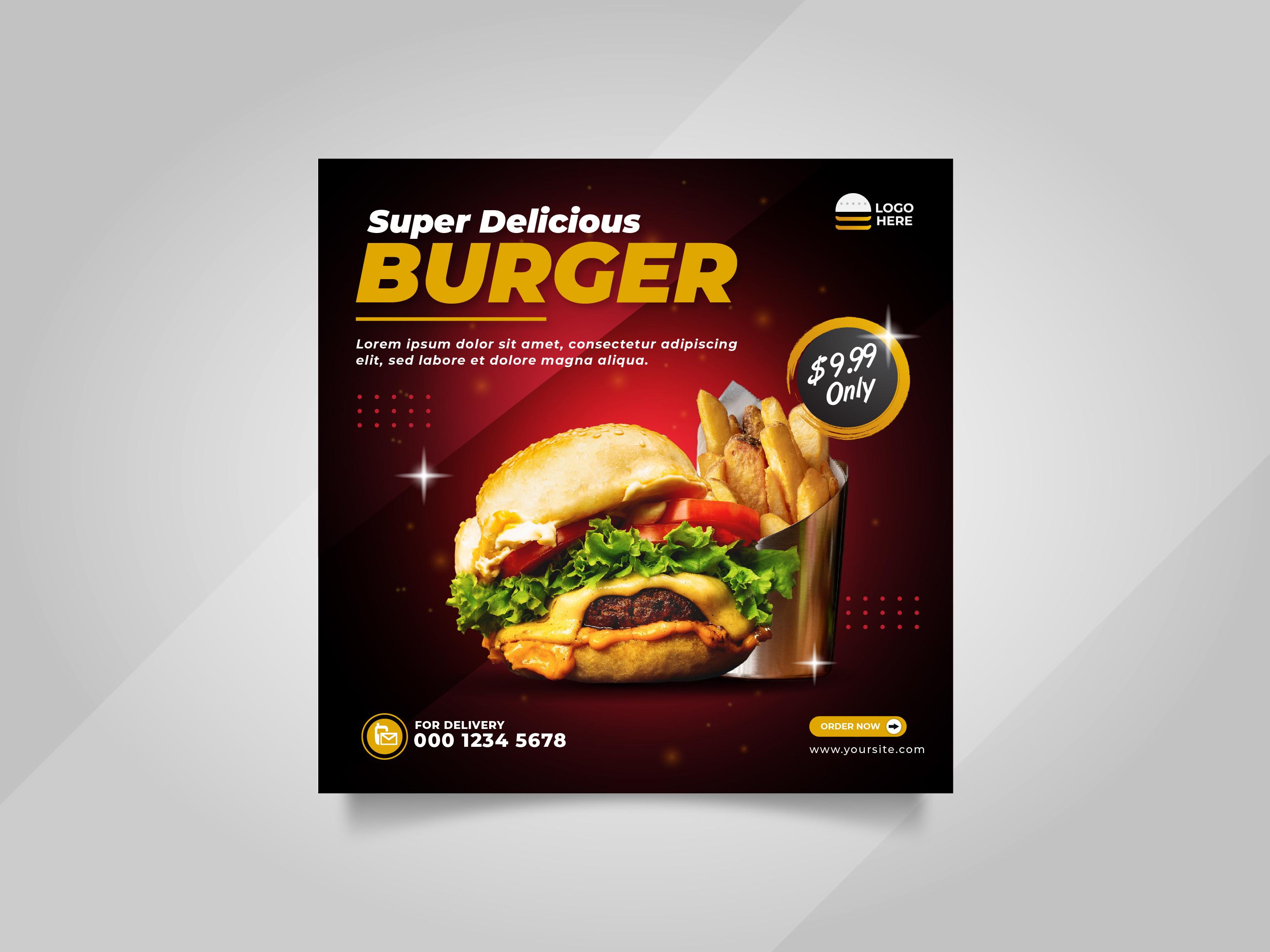 Food Burger Social Media Instagram Post