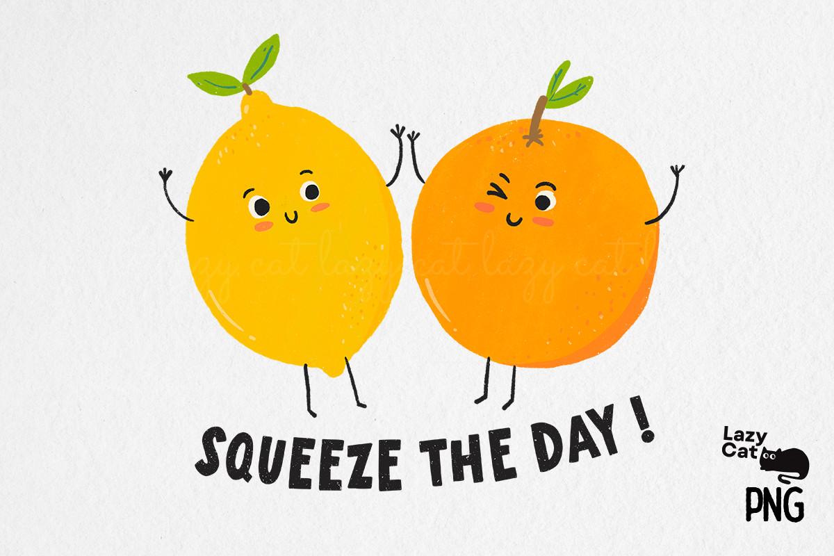 Squeeze , Cute Fruit Puns Clipart