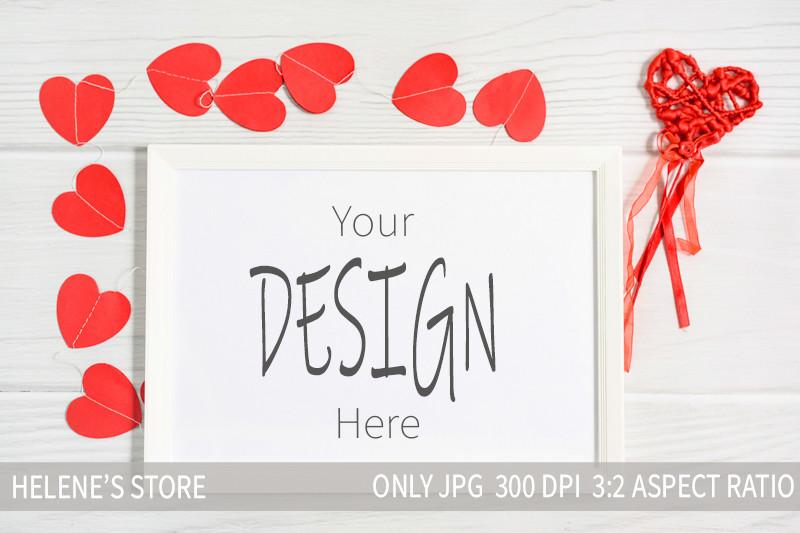 Valentines Day White Photo Frame Mockup