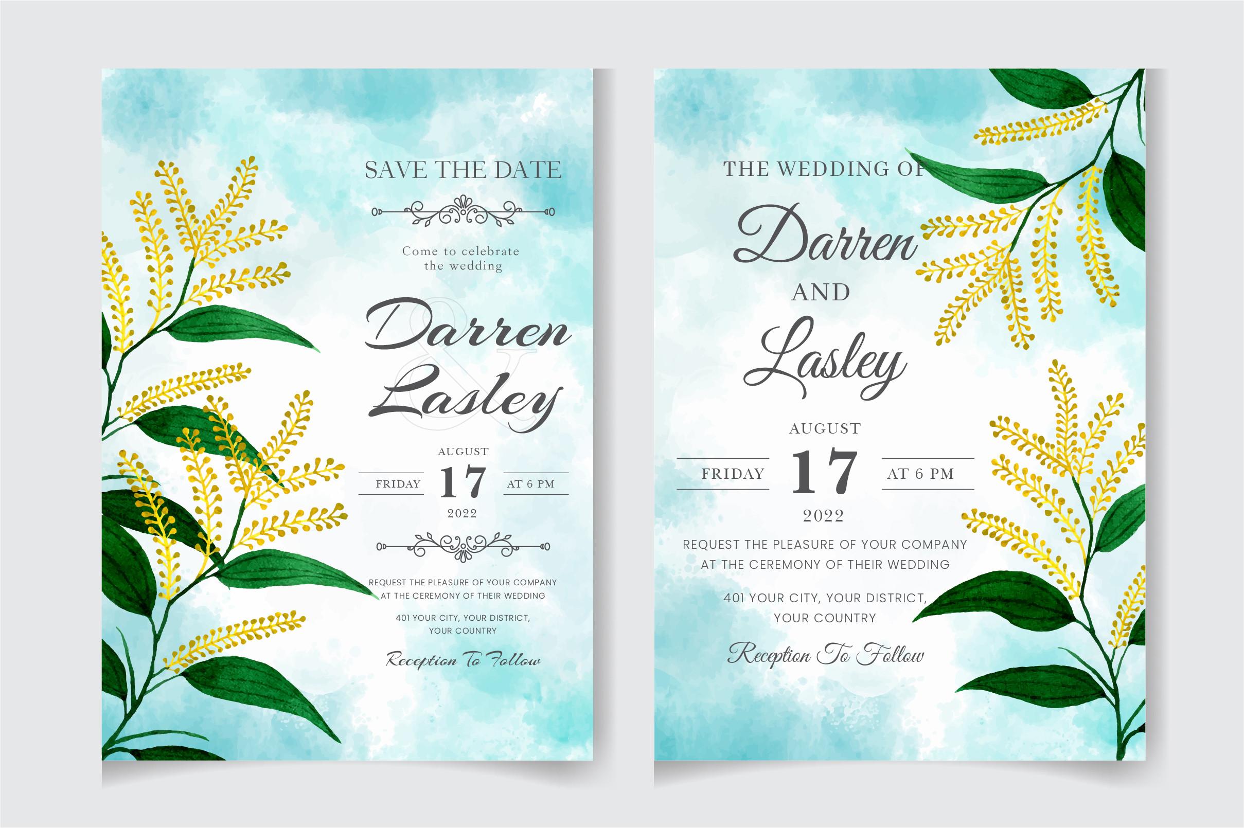 Watercolor Invitation Card Template 10