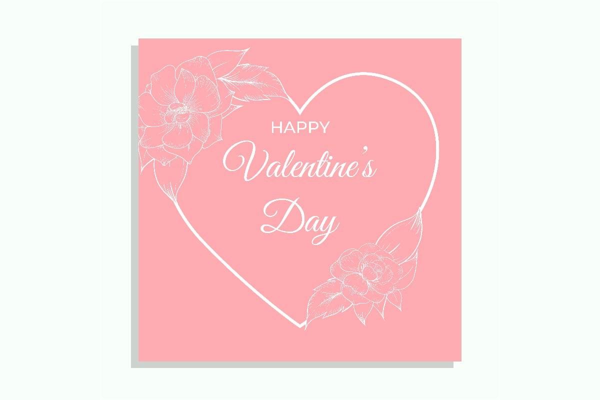 Love Frame Outline Flower Card Template