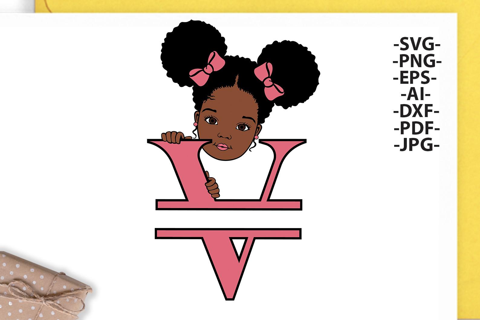 Afro Girl Svg Letter V,Alphabet Name Svg
