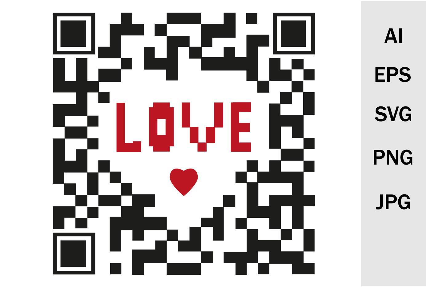 Print Love SVG, QR Code Heart