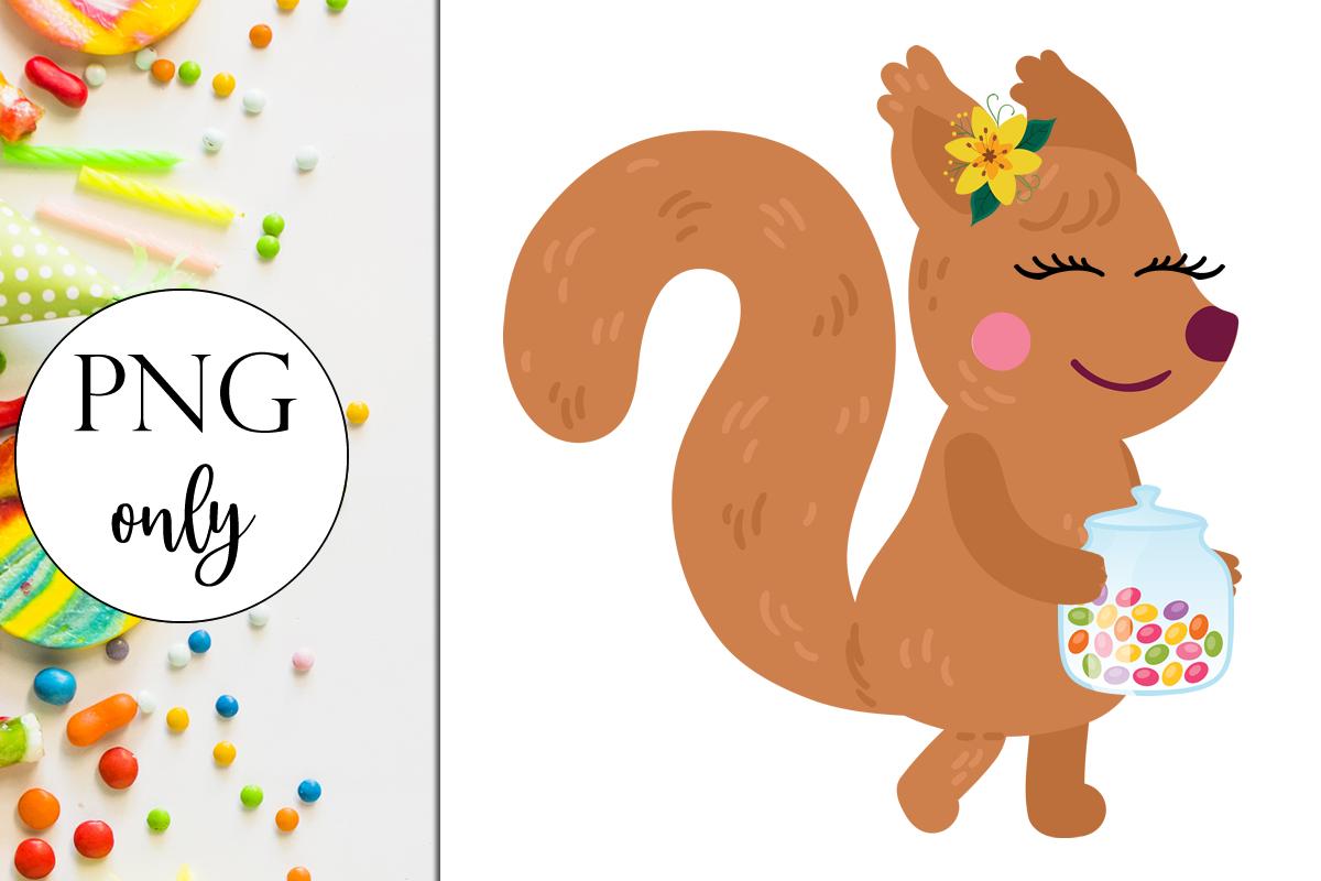 Cartoon Squirrel with Candy