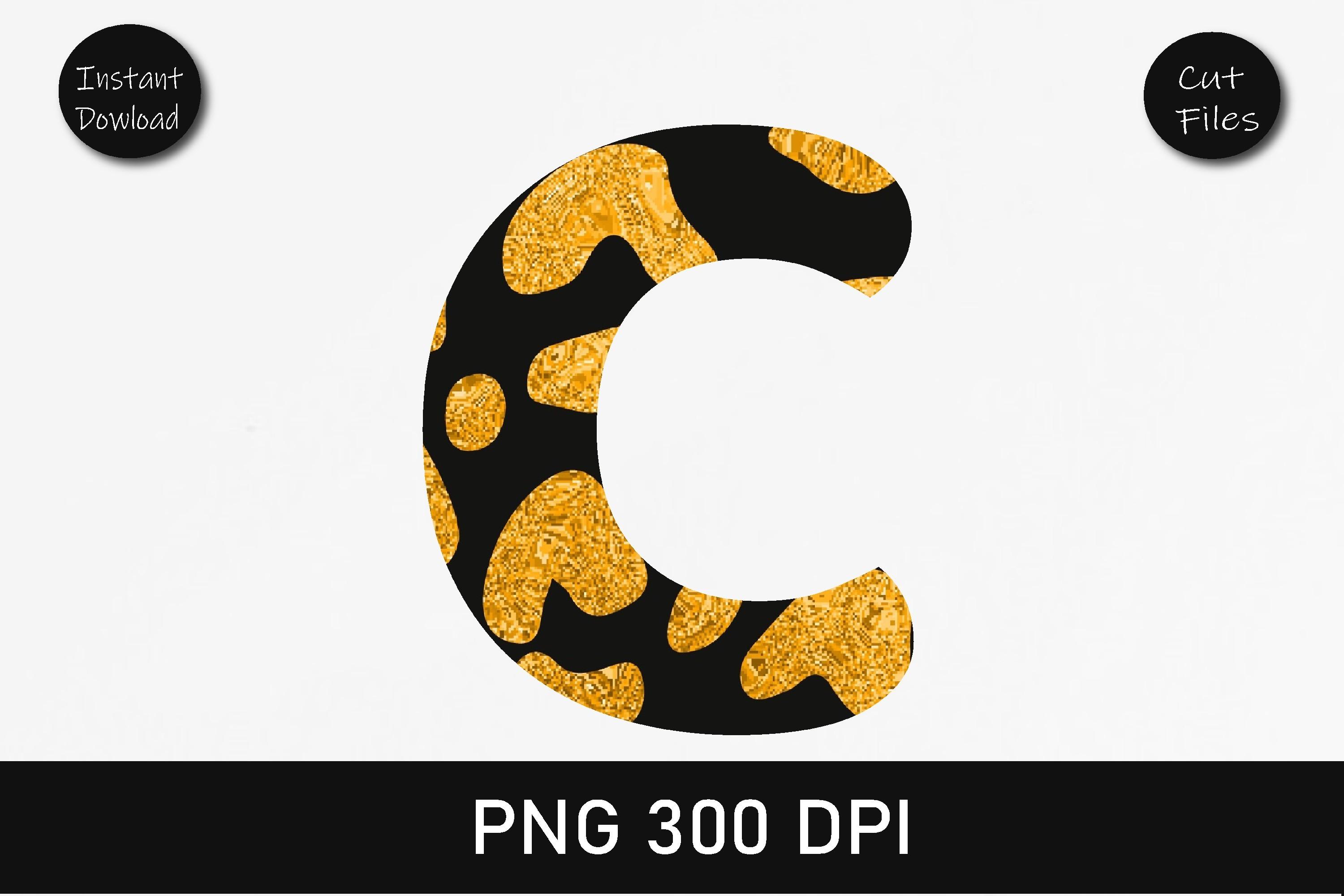 Orange Glitter Leopard Alphabet C