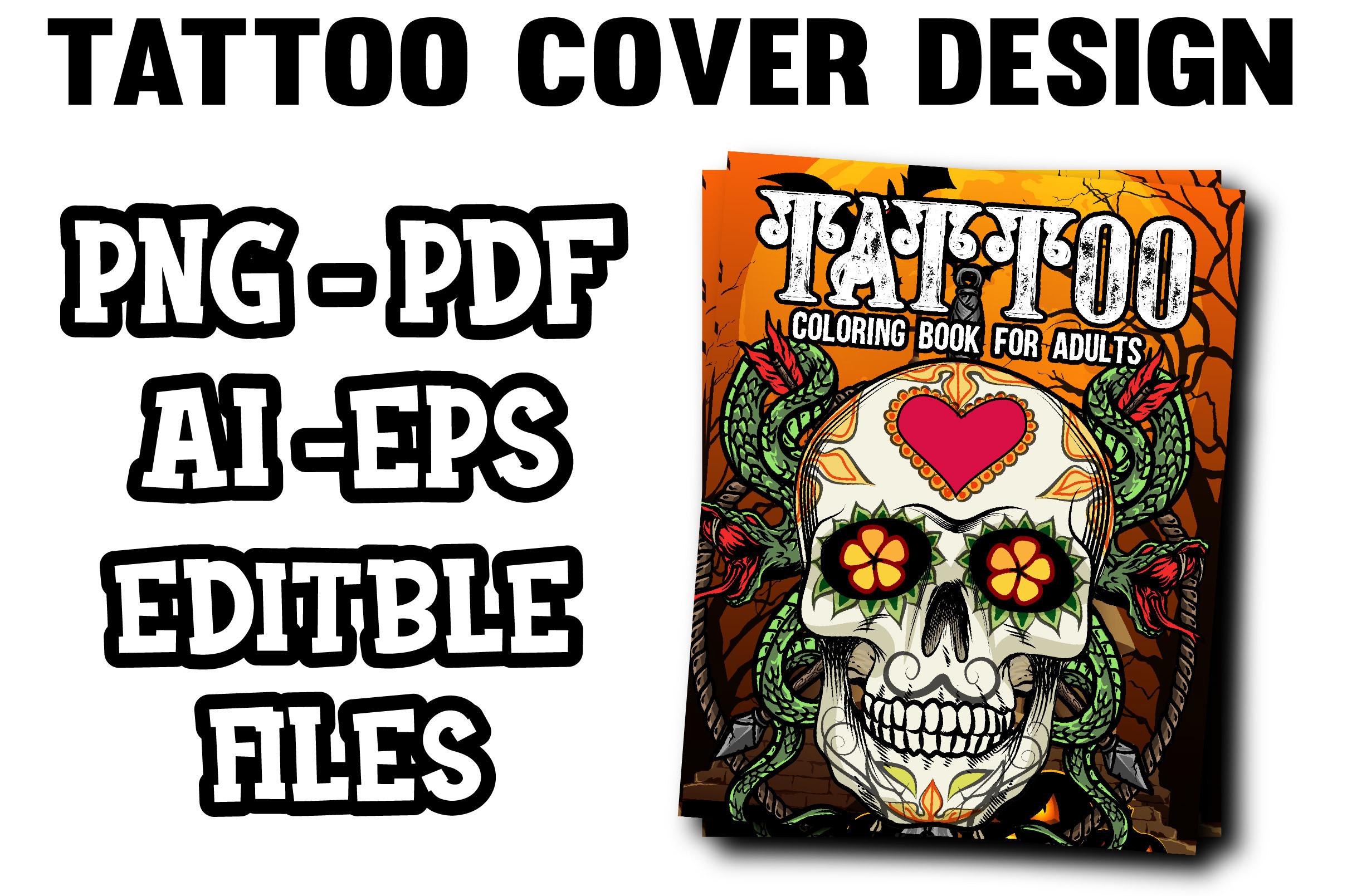 Tattoo Coloring Book Cover Design Adult
