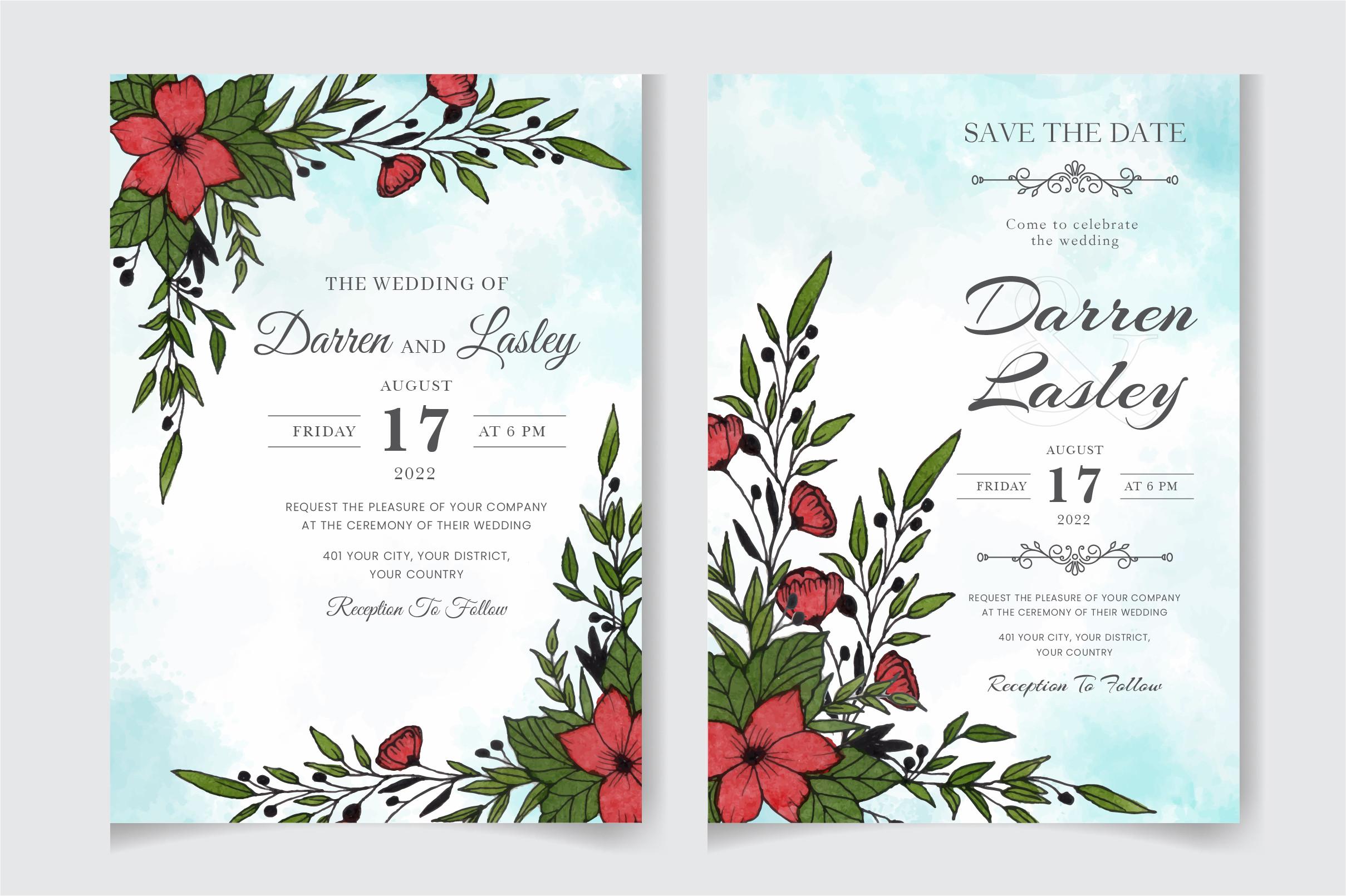 Watercolor Invitation Card Template 12