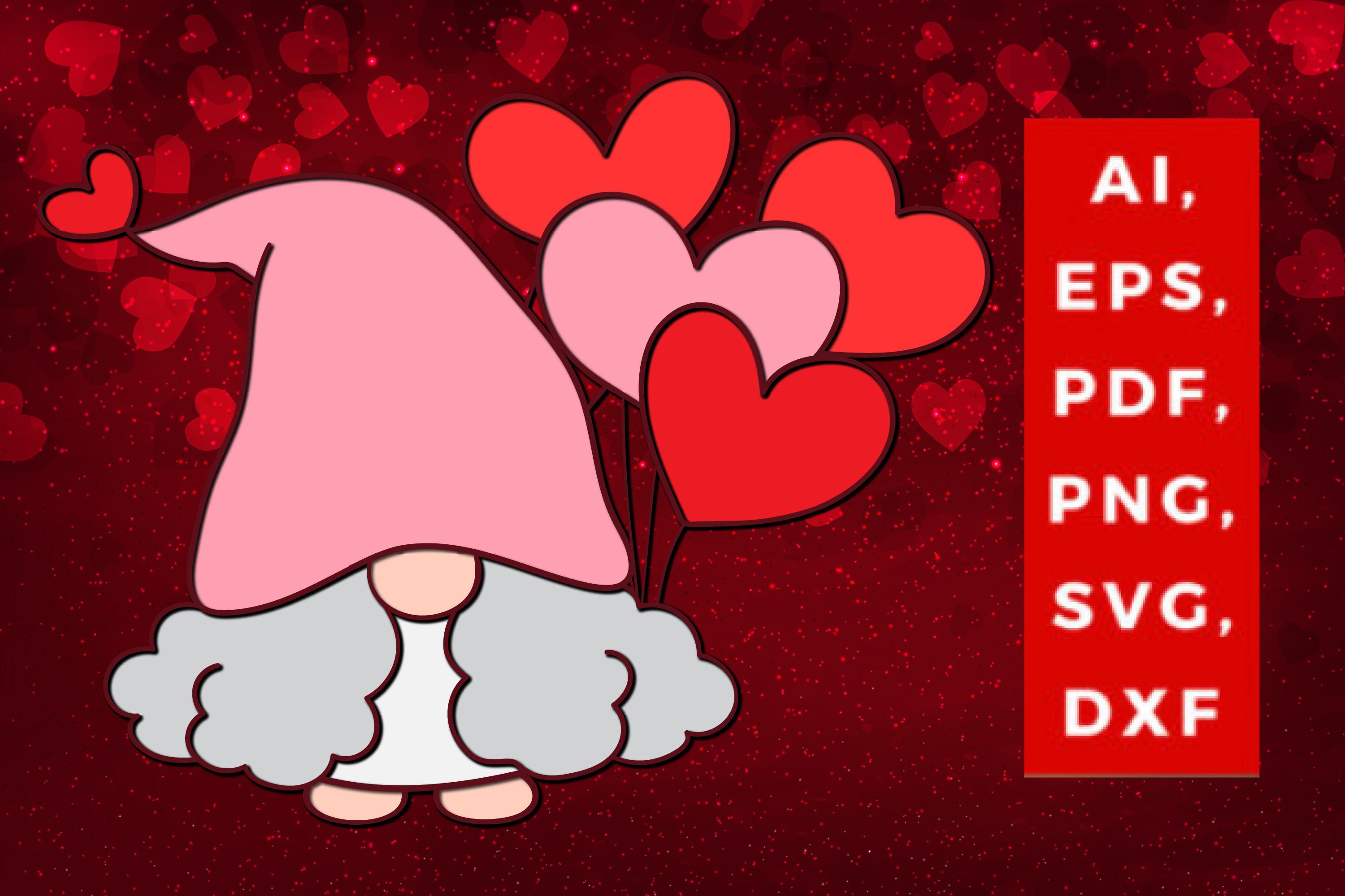 Multi-layer Valentine Gnome Svg Cut File