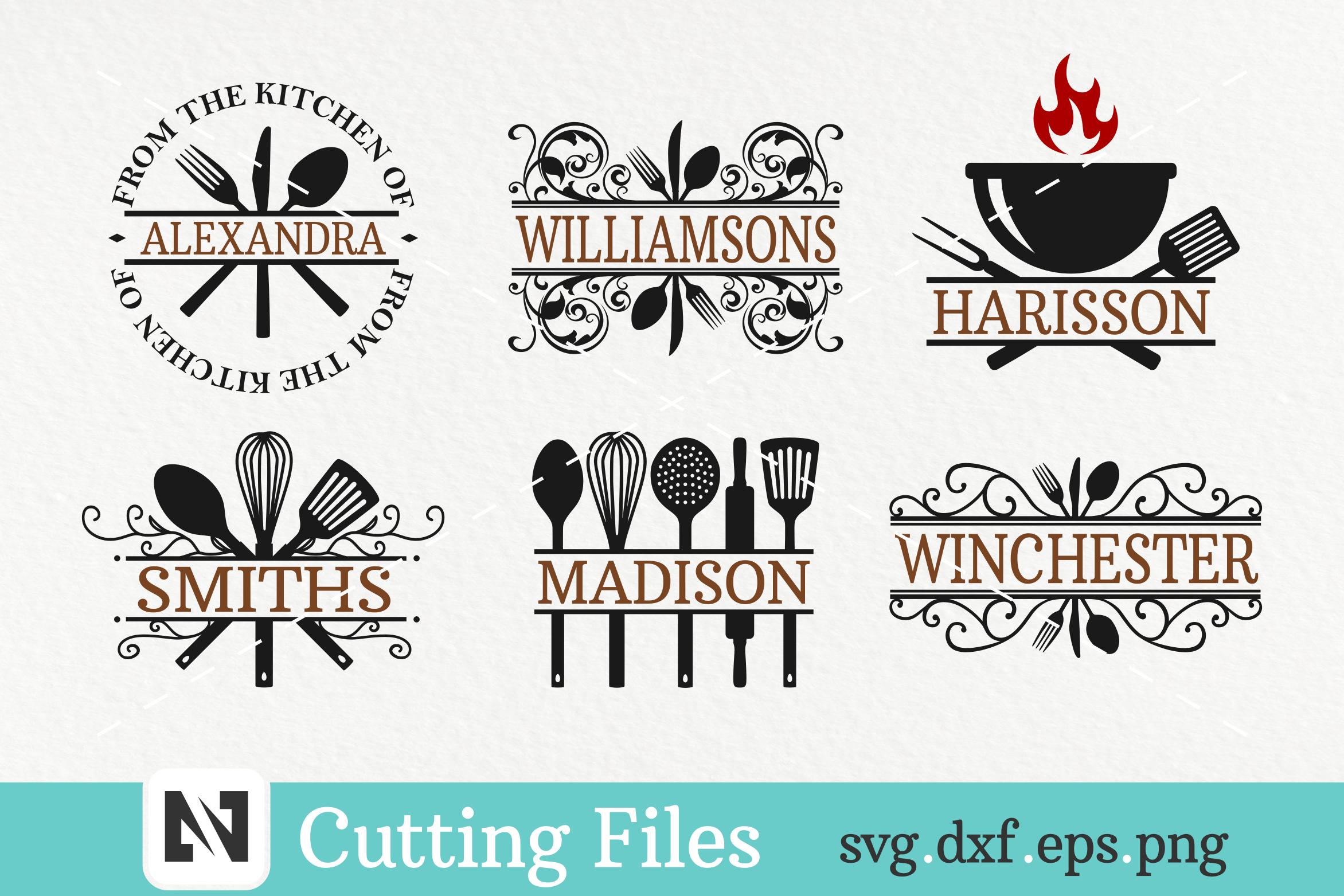A Bundle of 6 Kitchen Monogram Svg