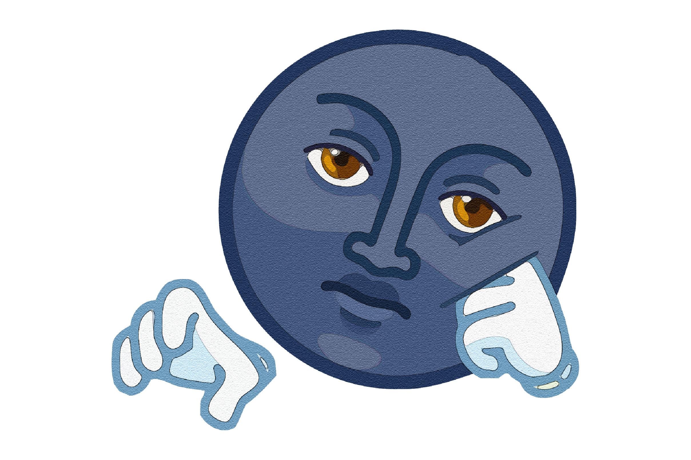 Watercolor Effect Moon Cartoon