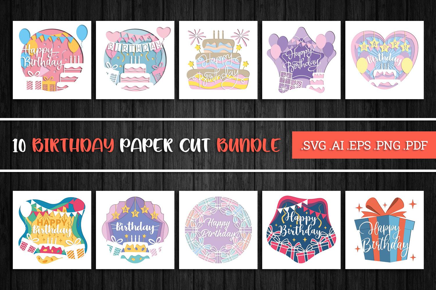 Birthday Paper Cut Bundle - 3D SVG