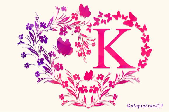Floral Butterfly Monogram Font