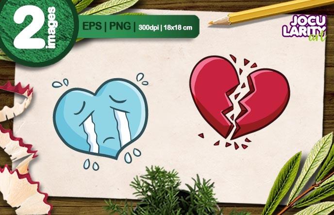 Cute Sad Heart Cartoon Characters