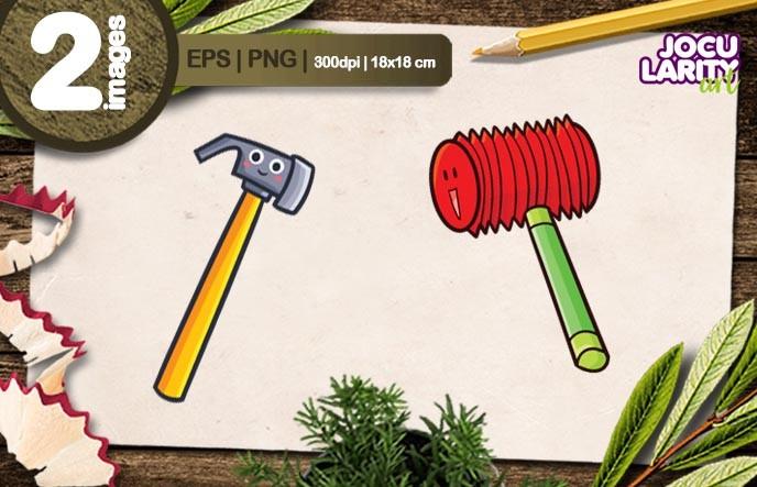 Funny Hammer Characters Cartoon Vector