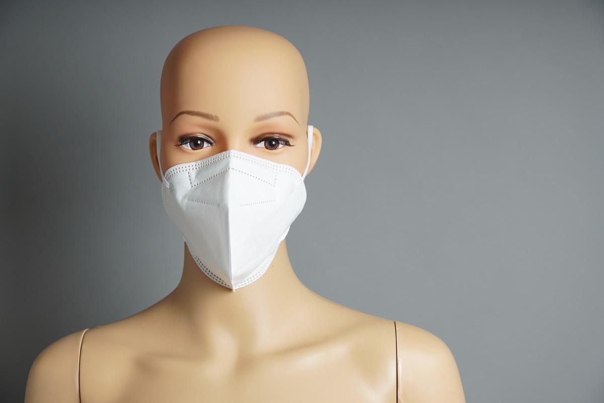 Shop Window Mannequin Head Wearing FFP2 Face Mask