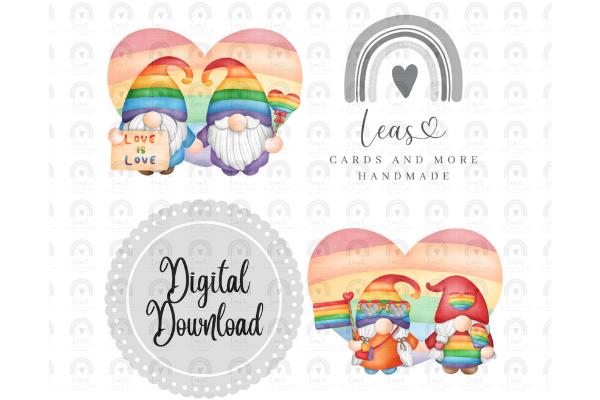 Pride Gnome Same Sex Valentine Clipart