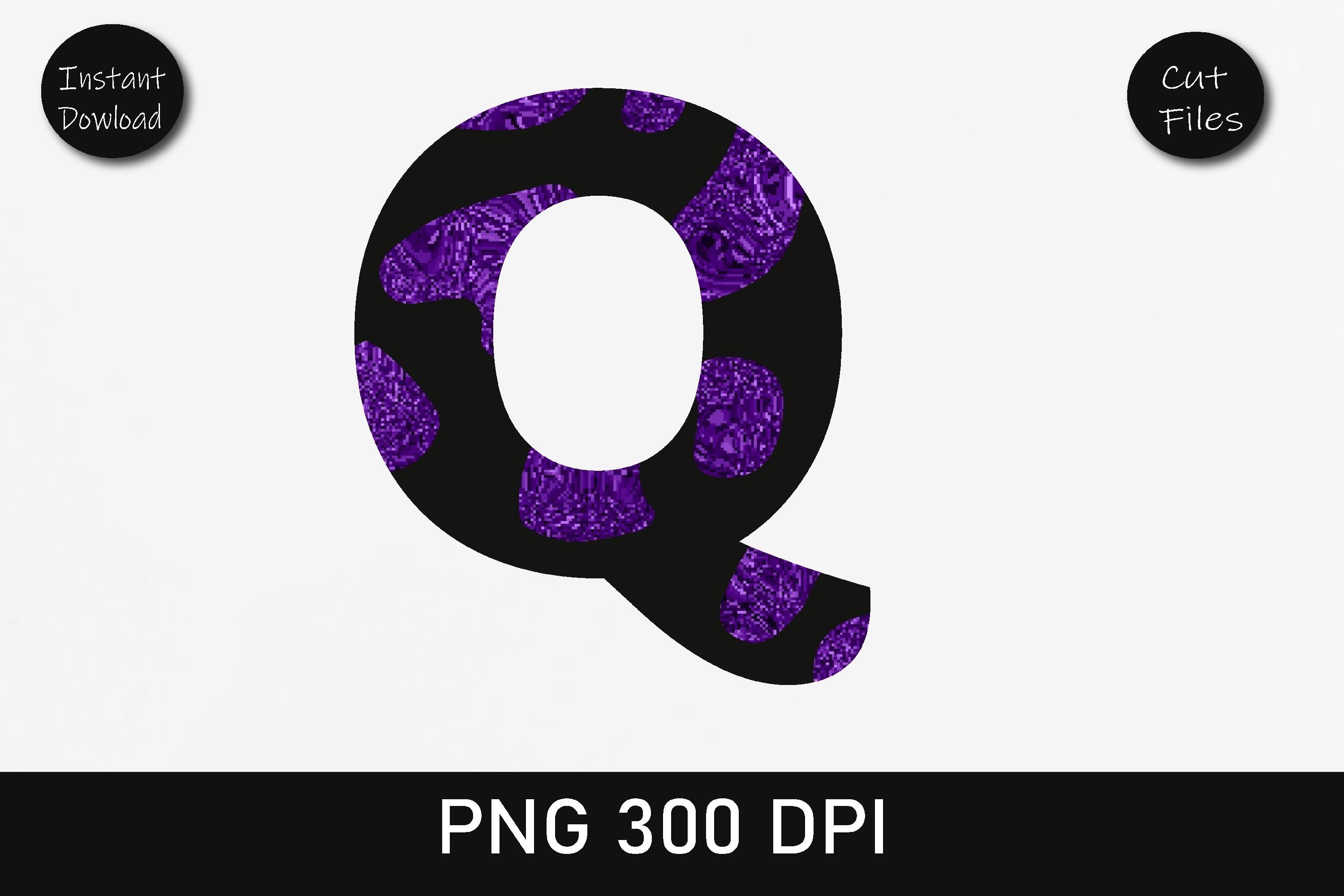 Indigo Glitter Leopard Alphabet Q
