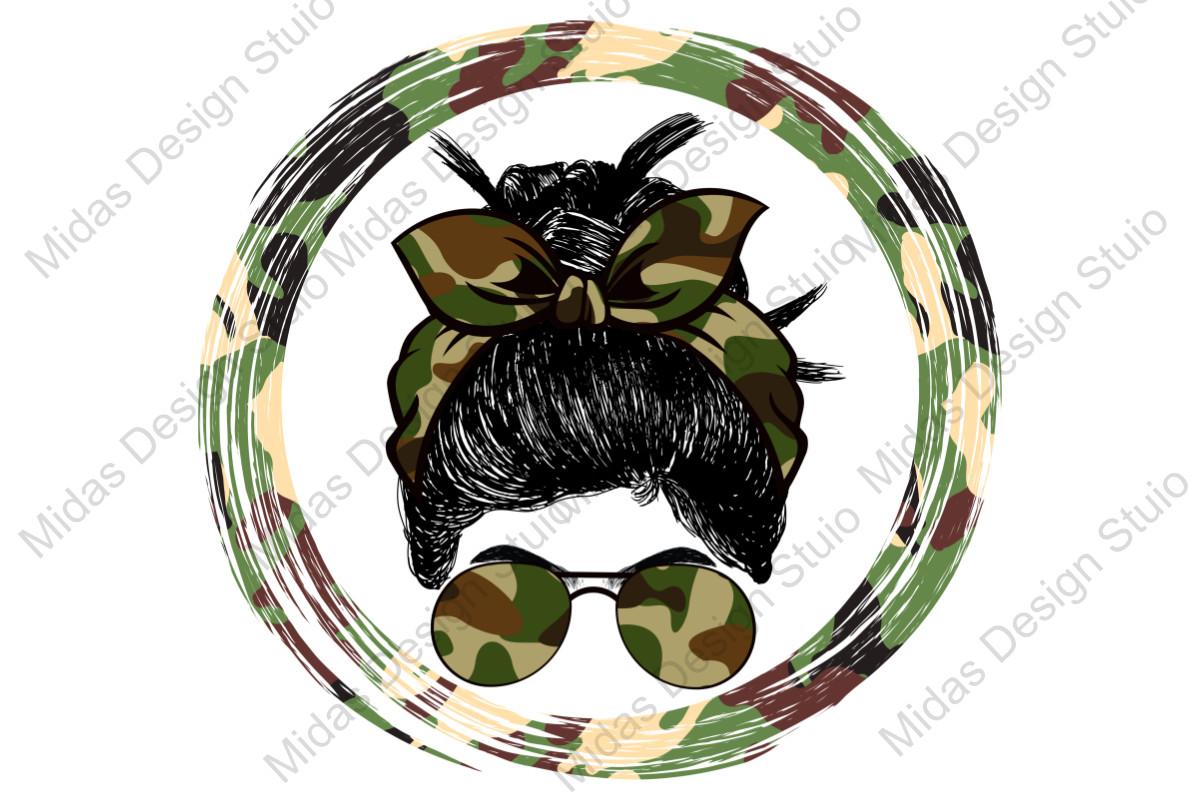 Camo Army Messy Bun Sublimation