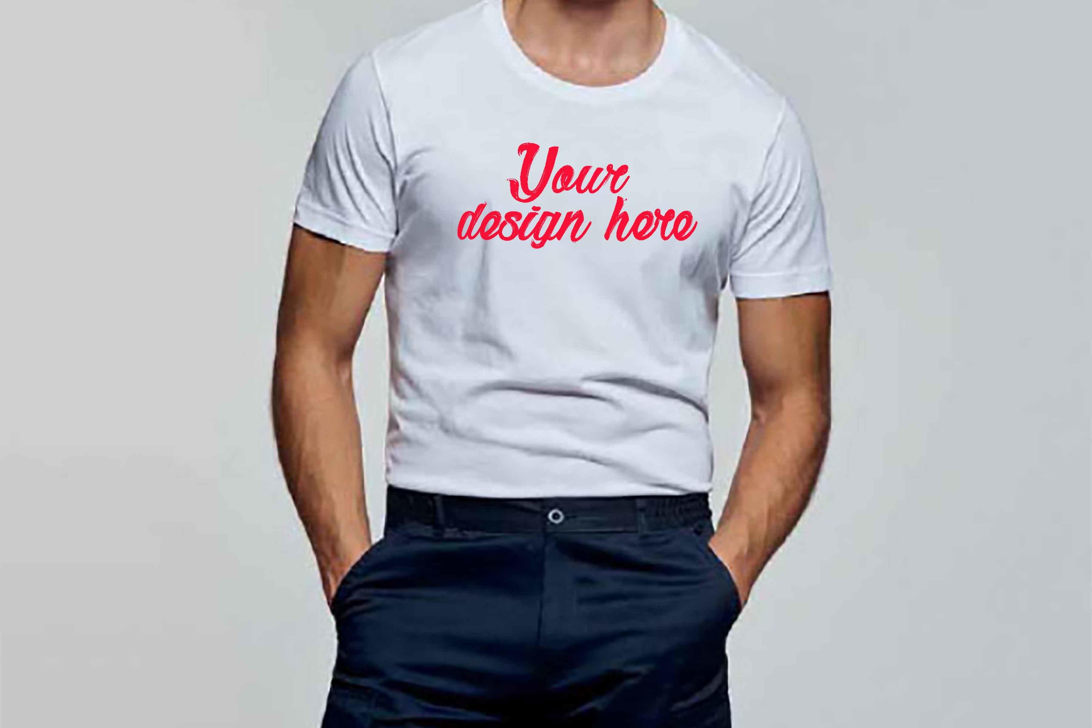 Guy's White T-Shirt Mockup