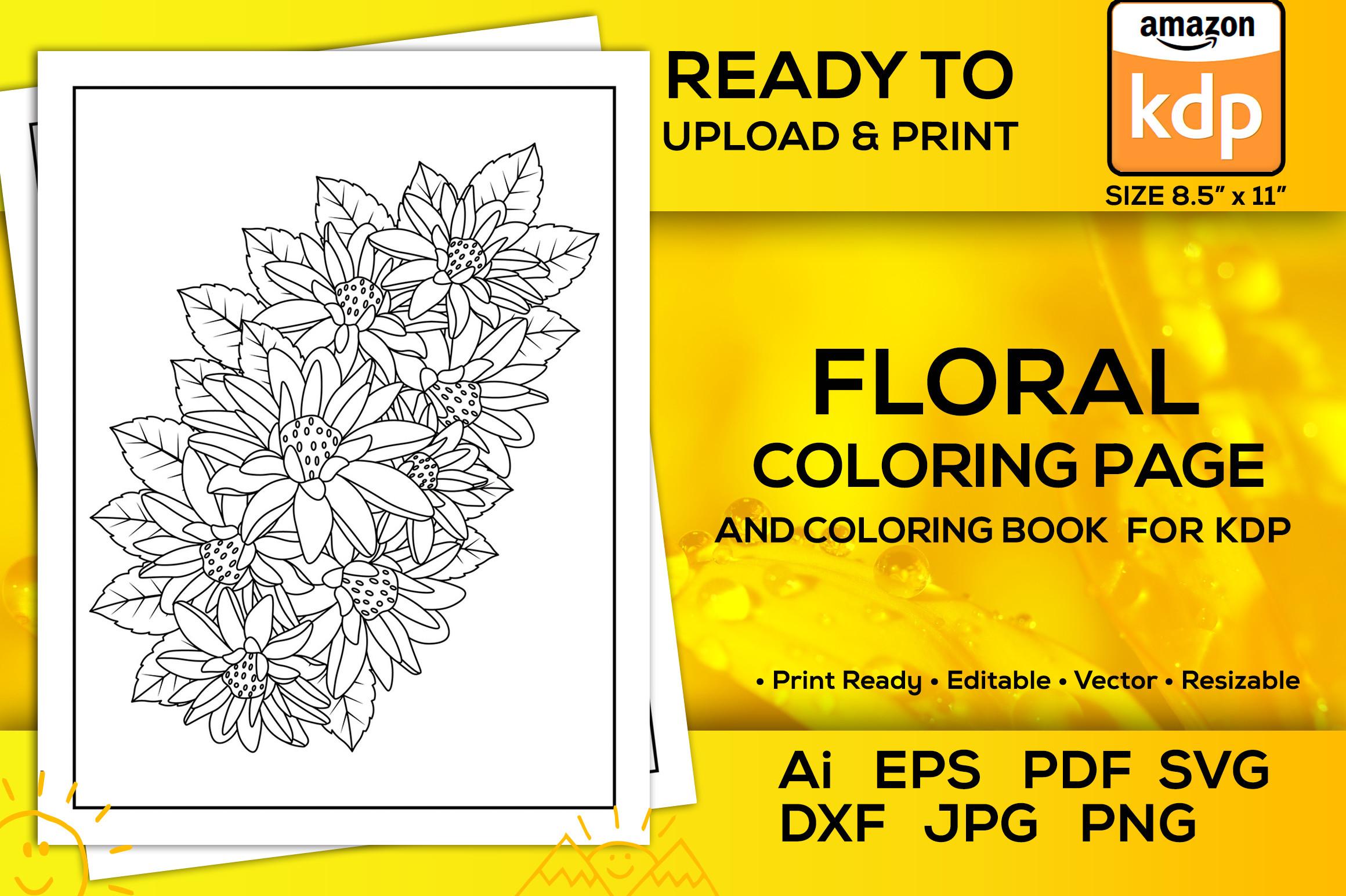 Floral Coloring Page for Coloring Book