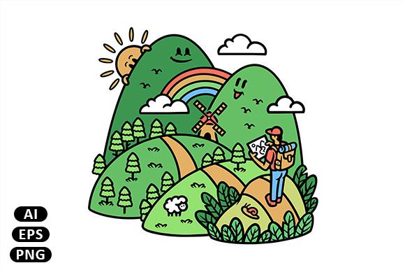 Hiker Looking at Map to Explore Mountain