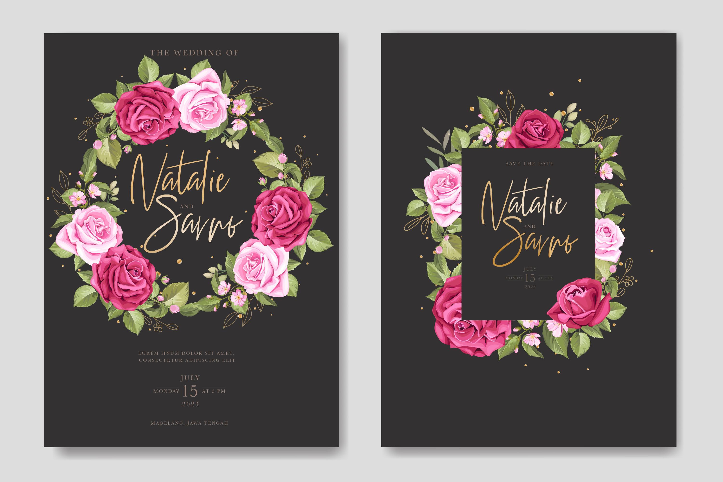 ELEGANT Roses Wedding Card Set