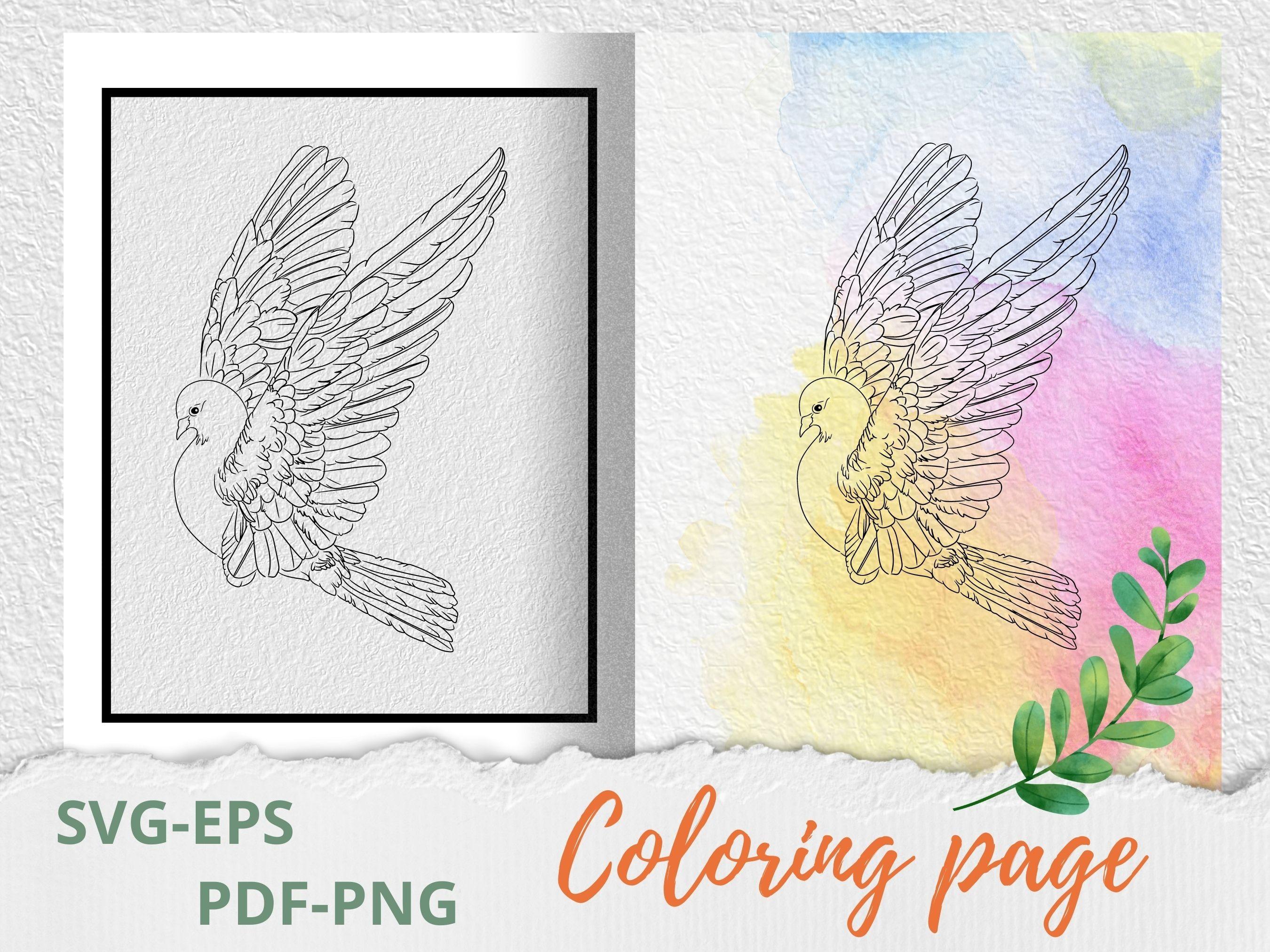Bird Coloring Page SVG-Tattoo Stencil