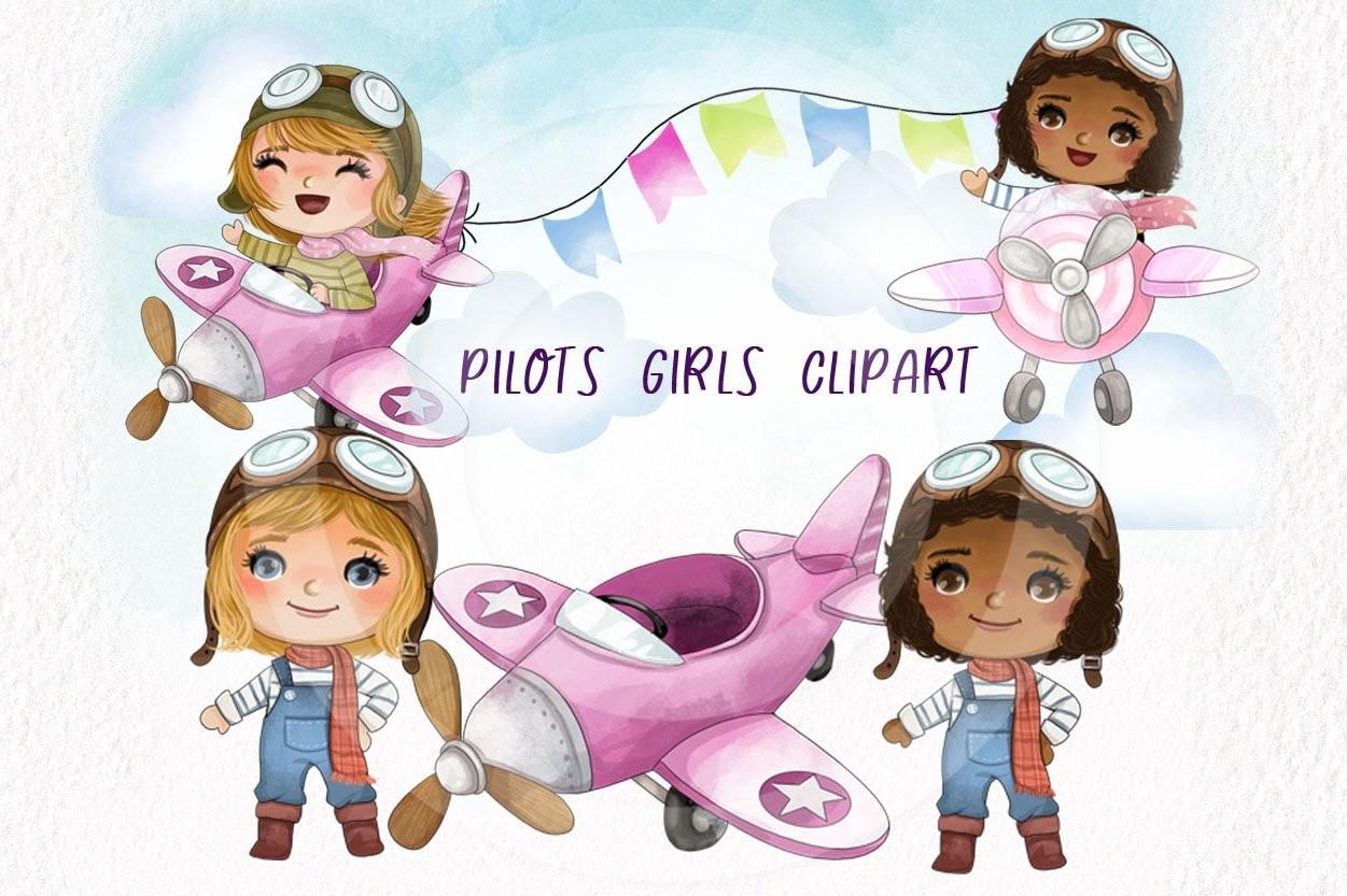 Pilot Girls Aviator Clipart