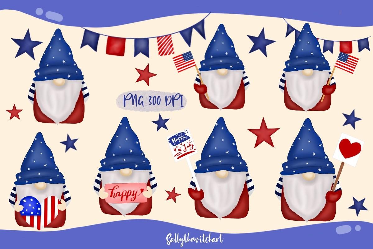4th of July Gnomes Set PNG Sublimation