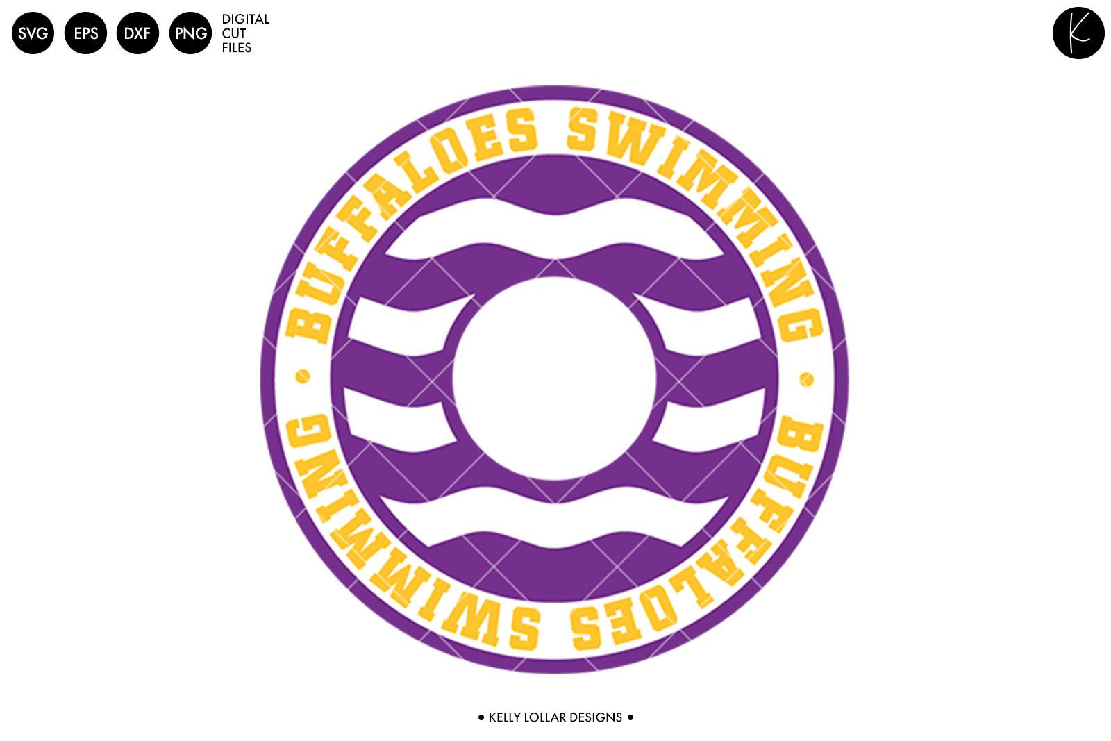 Buffaloes Swimming Wave Monogram